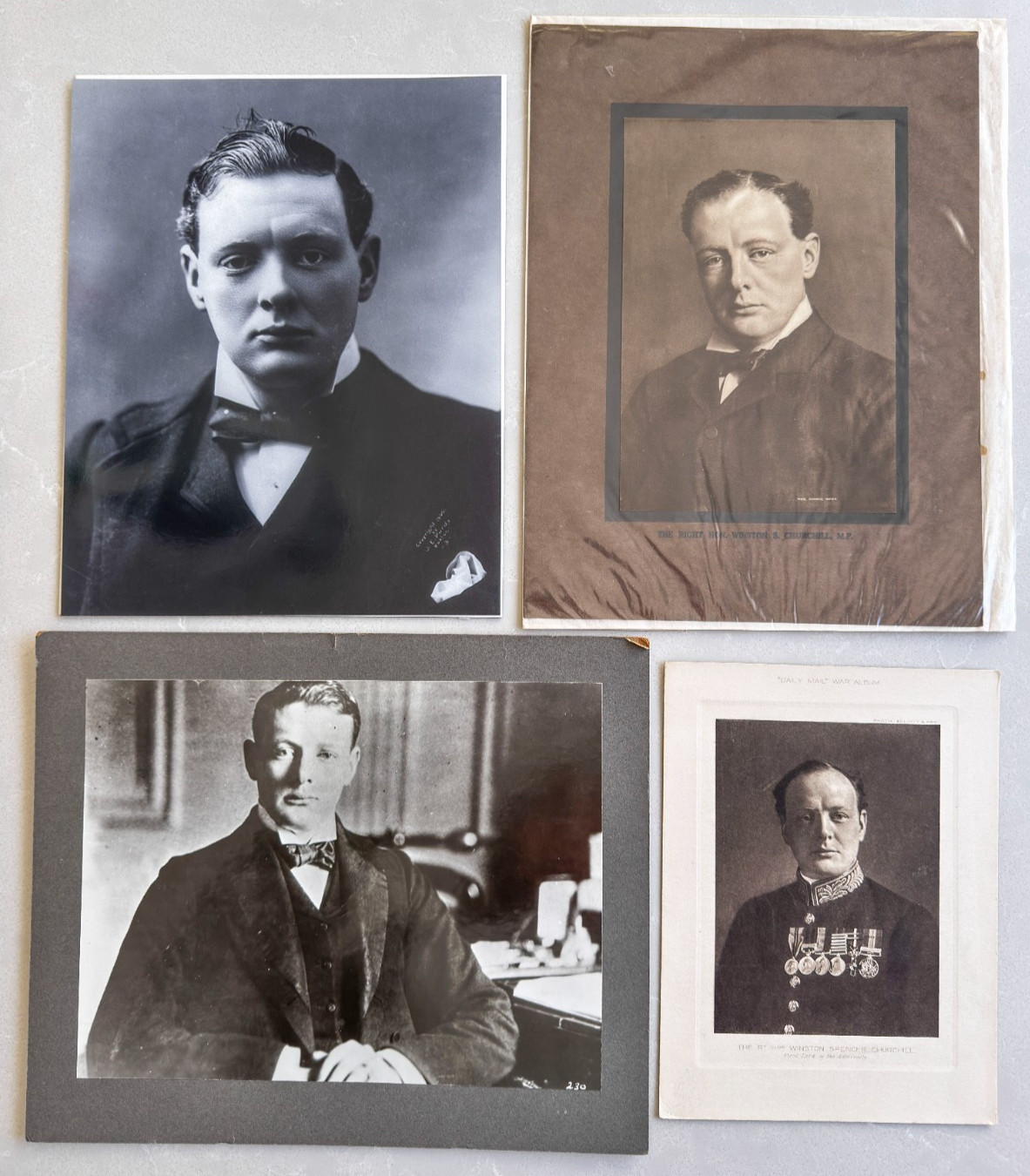 3 Photographic Prints and 1 Engraving of Winston Churchill