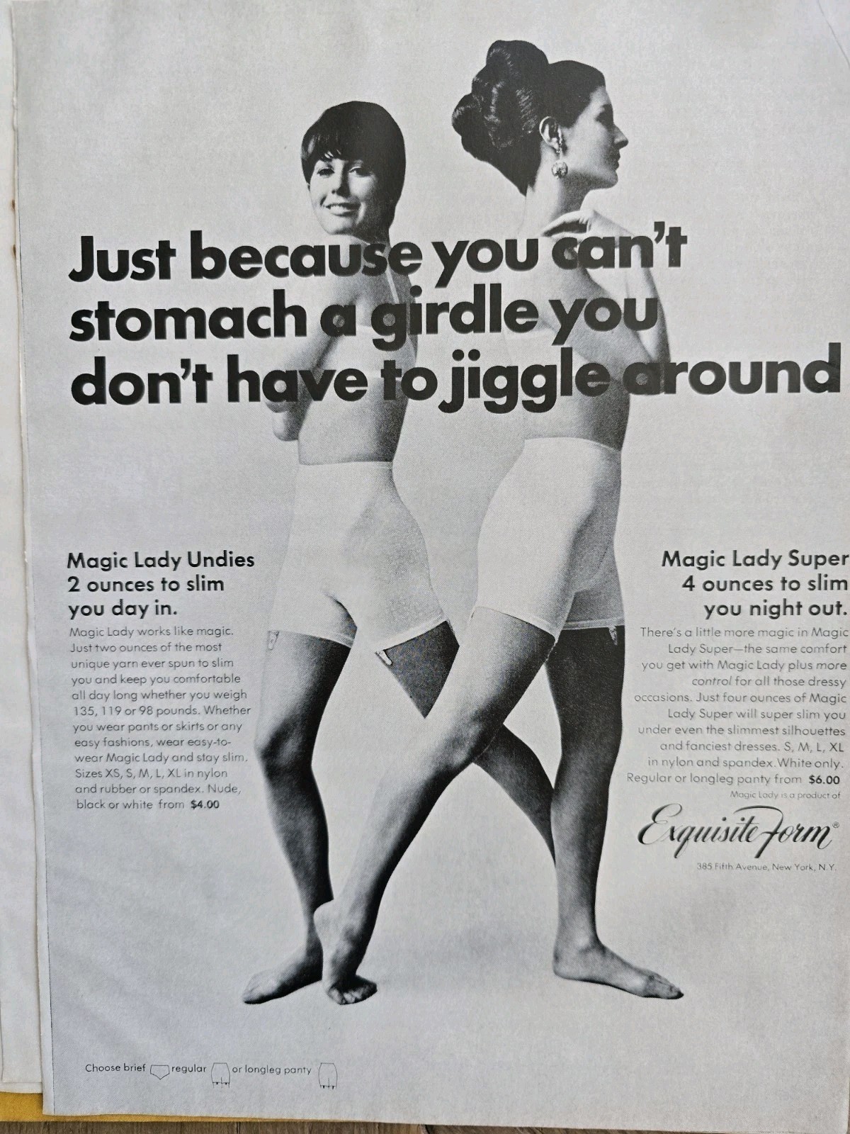 1967 Womens Exquisite Form girdle you don\'t have to jiggle around vintage  ad