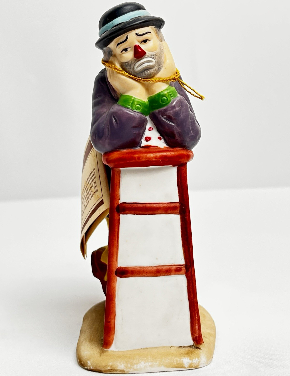 Vintage 1984 Emmett Kelly Jr Flambro Porcelain ClownFigurine Weary Willie Ladder
