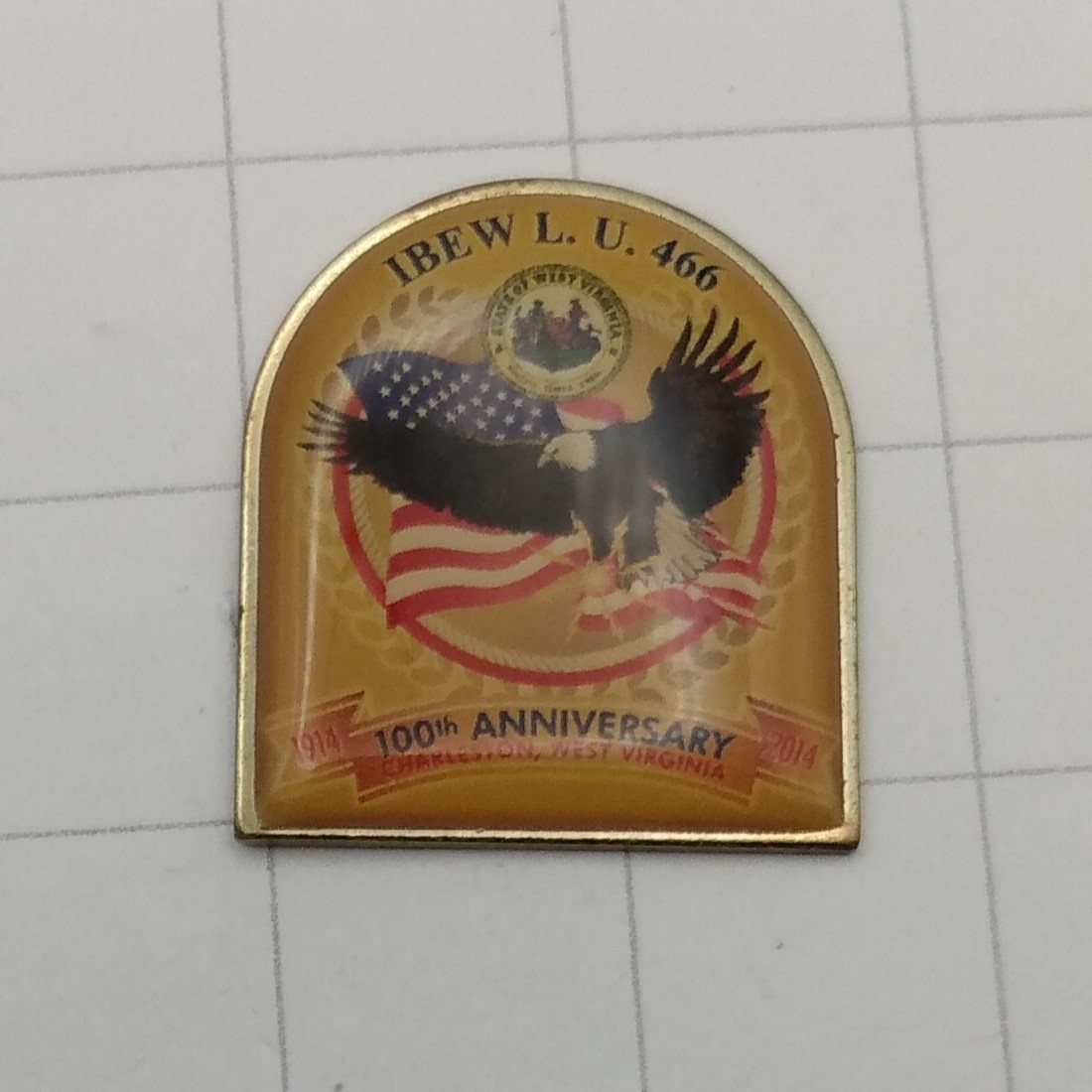 IBEW Lapel Pin Local 466 Charleston, WV. 100th Anniversary.
