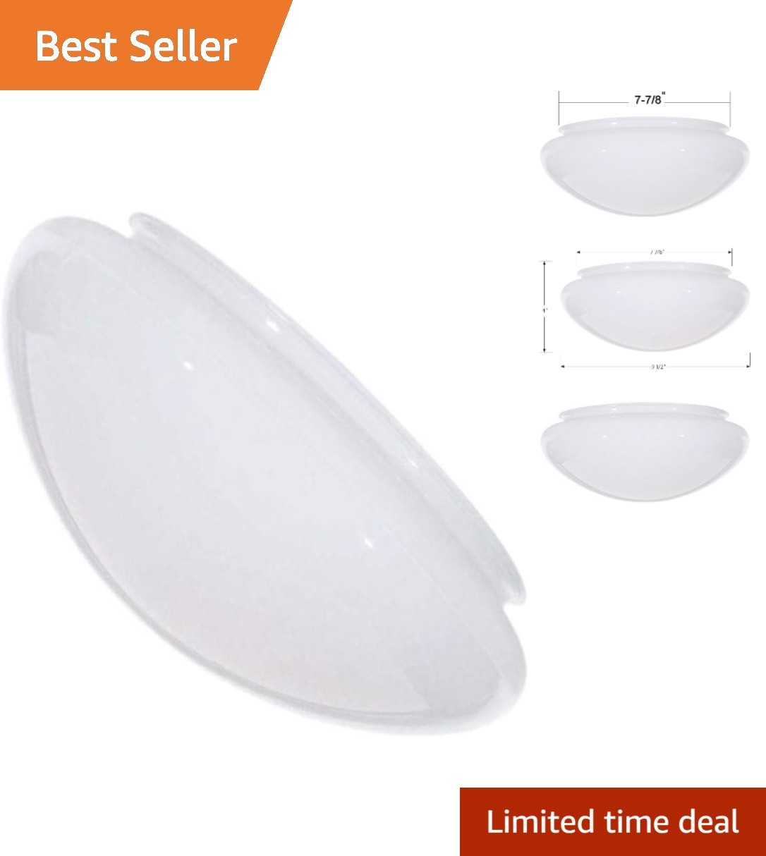 Stunning White 9.5-Inch Glass Shade for Ceiling Fixtures - Easy to Install