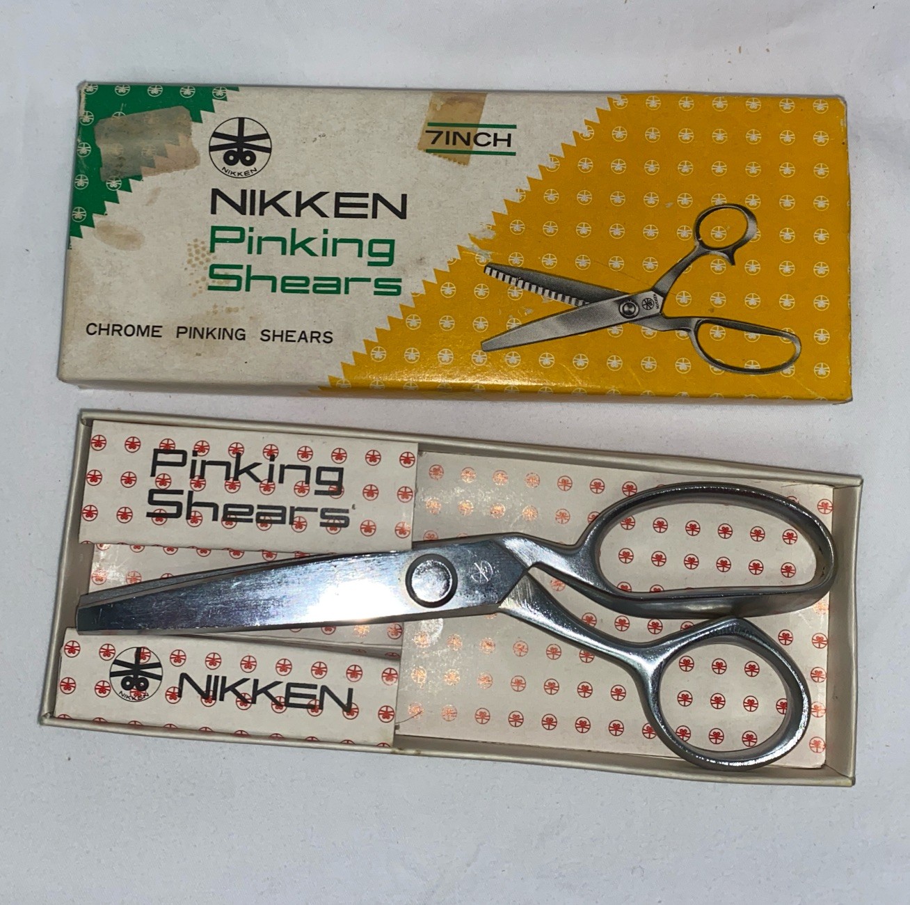 Vintage Nikken Pinking Shears Chrome 7” With Original Box Preowned