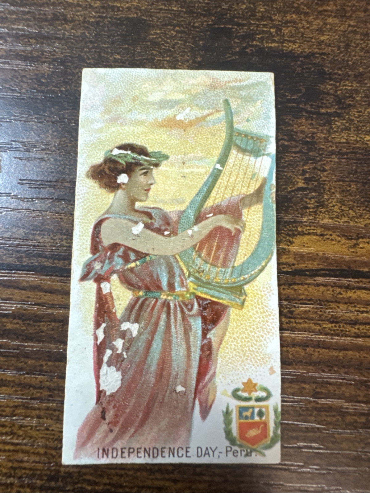 1880s N80 Duke Card - Holidays Series Independence Day, Peru Trimmed Paper Loss