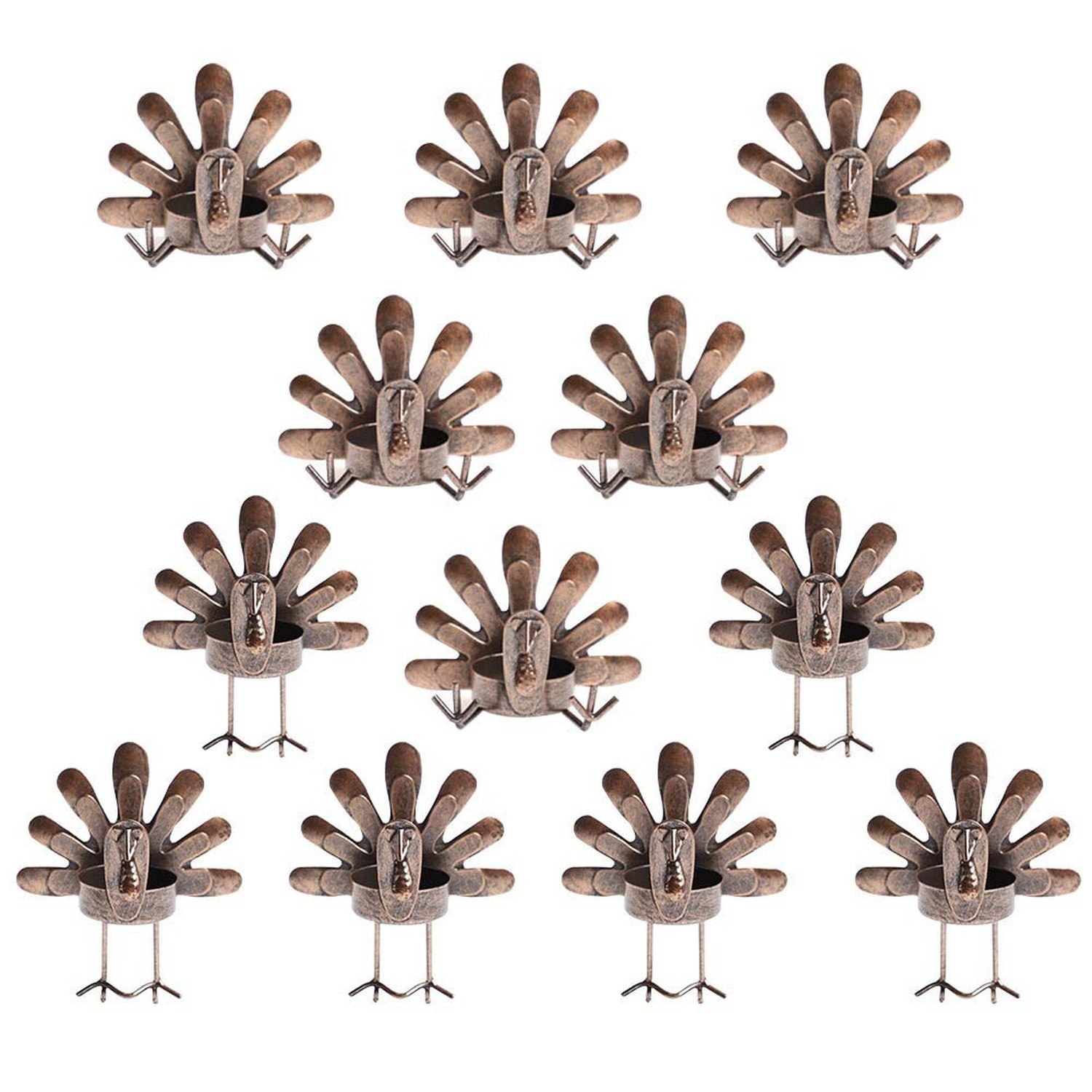 MorTime 12 Pack Turkey Tealight Candle Holders, Bronze Finished Metal Tea Lig... MorTime 12 Pack Turkey Tealight Candle Holders, Bronze Finished Metal Tea Lig...