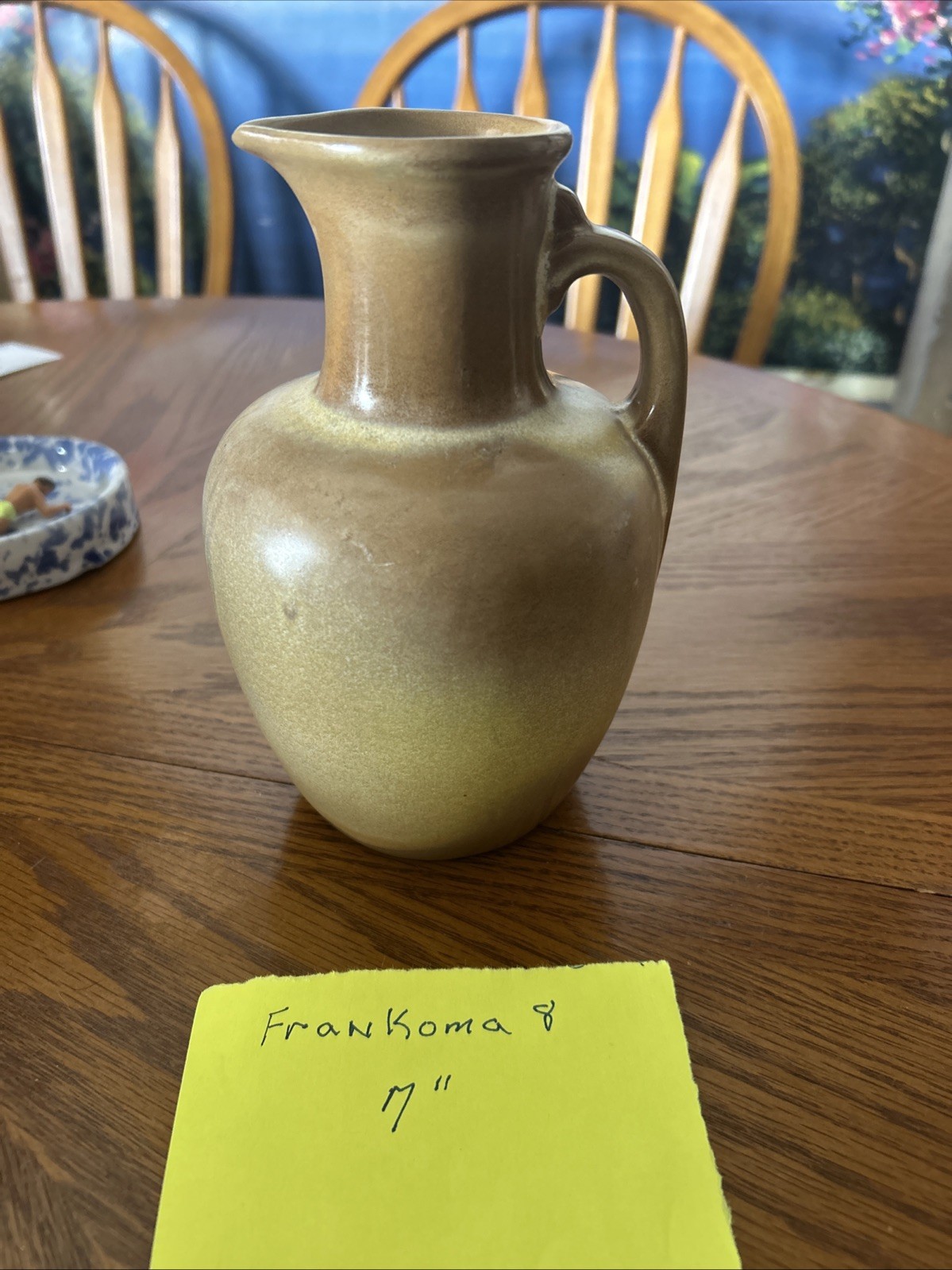 Vintage Frankoma #8 Brown 7 inch tall Pottery Pitcher Jug Vase