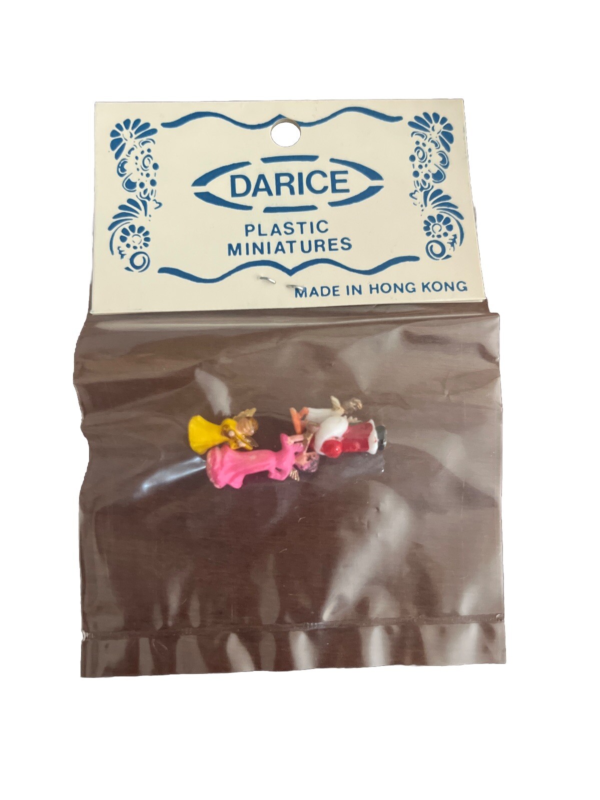Darice Vintage Mini Figures 4pc Set Angels & Santa Ultra Small NOS 12-20mm Tall