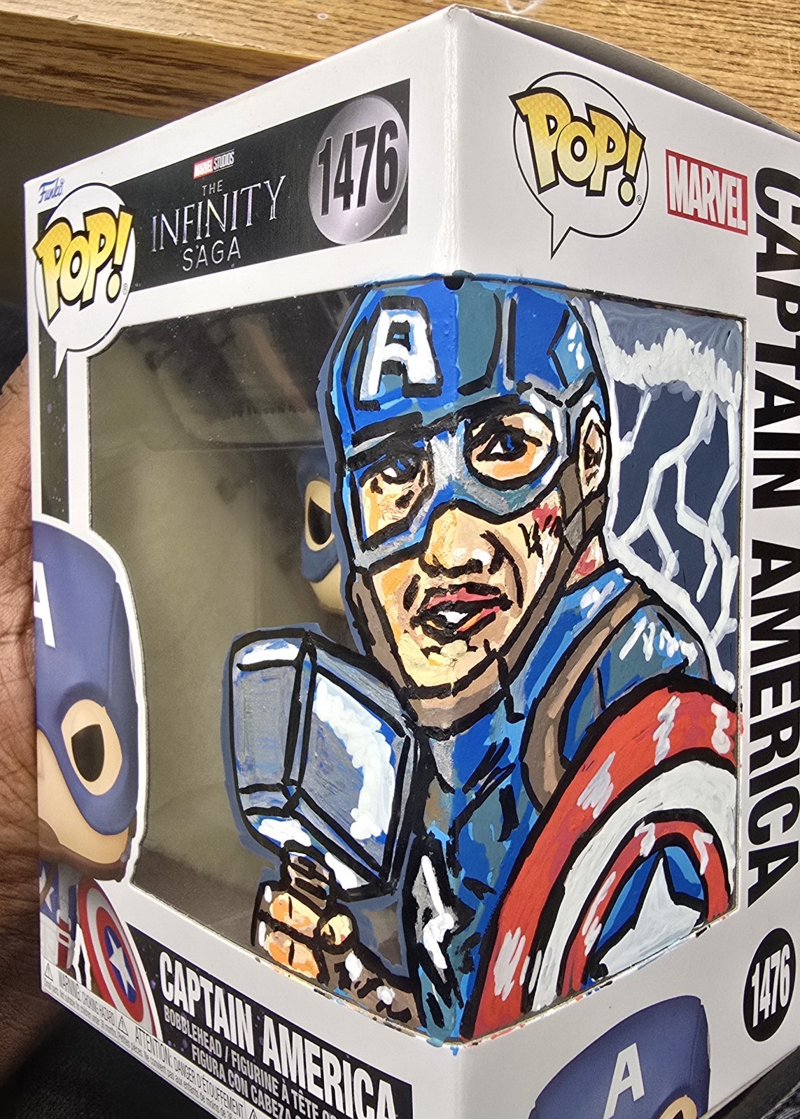Custom Hand-Painted Captain America Funko Pop Box Art Marvel Infinity Saga OOAK