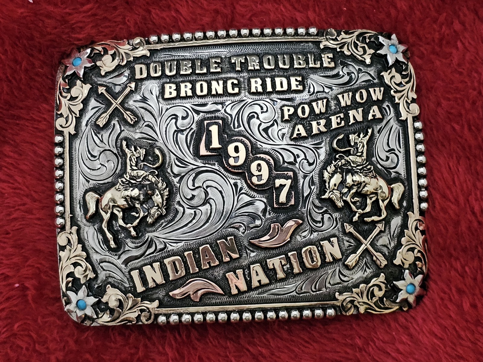 X~Treme☆1997☆Bronc Riding☆RODEO CHAMPION TROPHY BUCKLE☆Indian Nation☆Rare☆944
