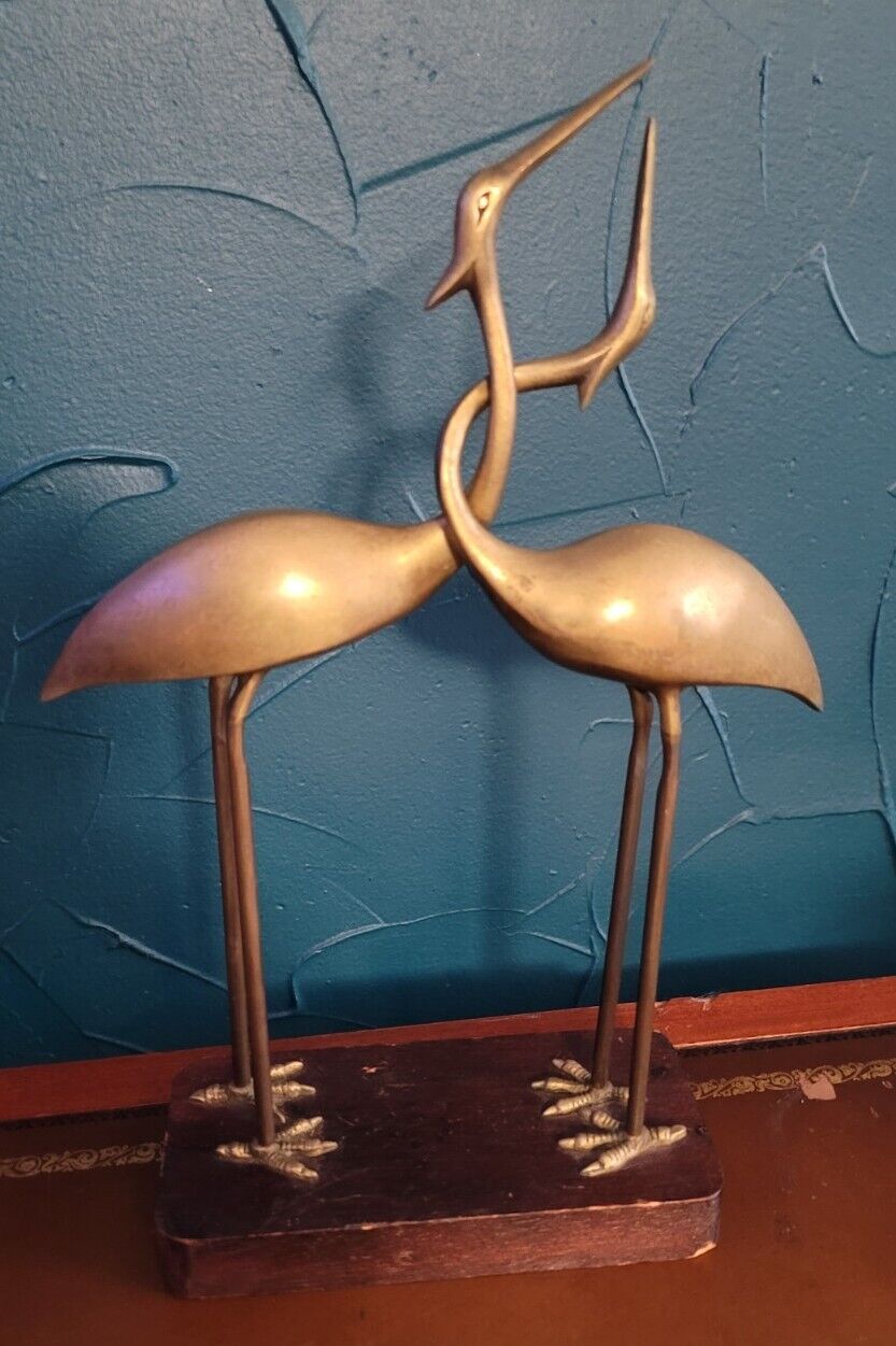 Beautiful Vintage Solid Brass EGRET HERON Stand 13 inches tall Frederick Cooper