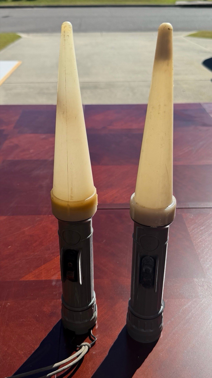 US Milatary Fulton MX993/U Signal Wand Cone Gray Flashlight w 5 Lenses Lot of 2