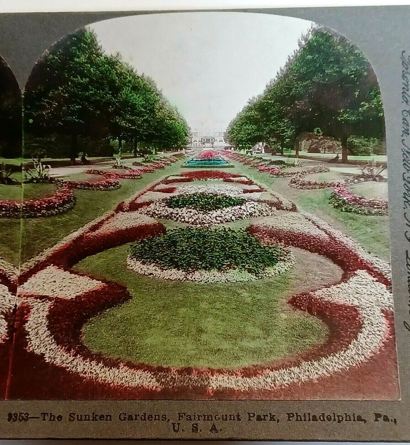 Sunken Gardens Fairmount Park Philadelphia Keystone View Stereoview 1905