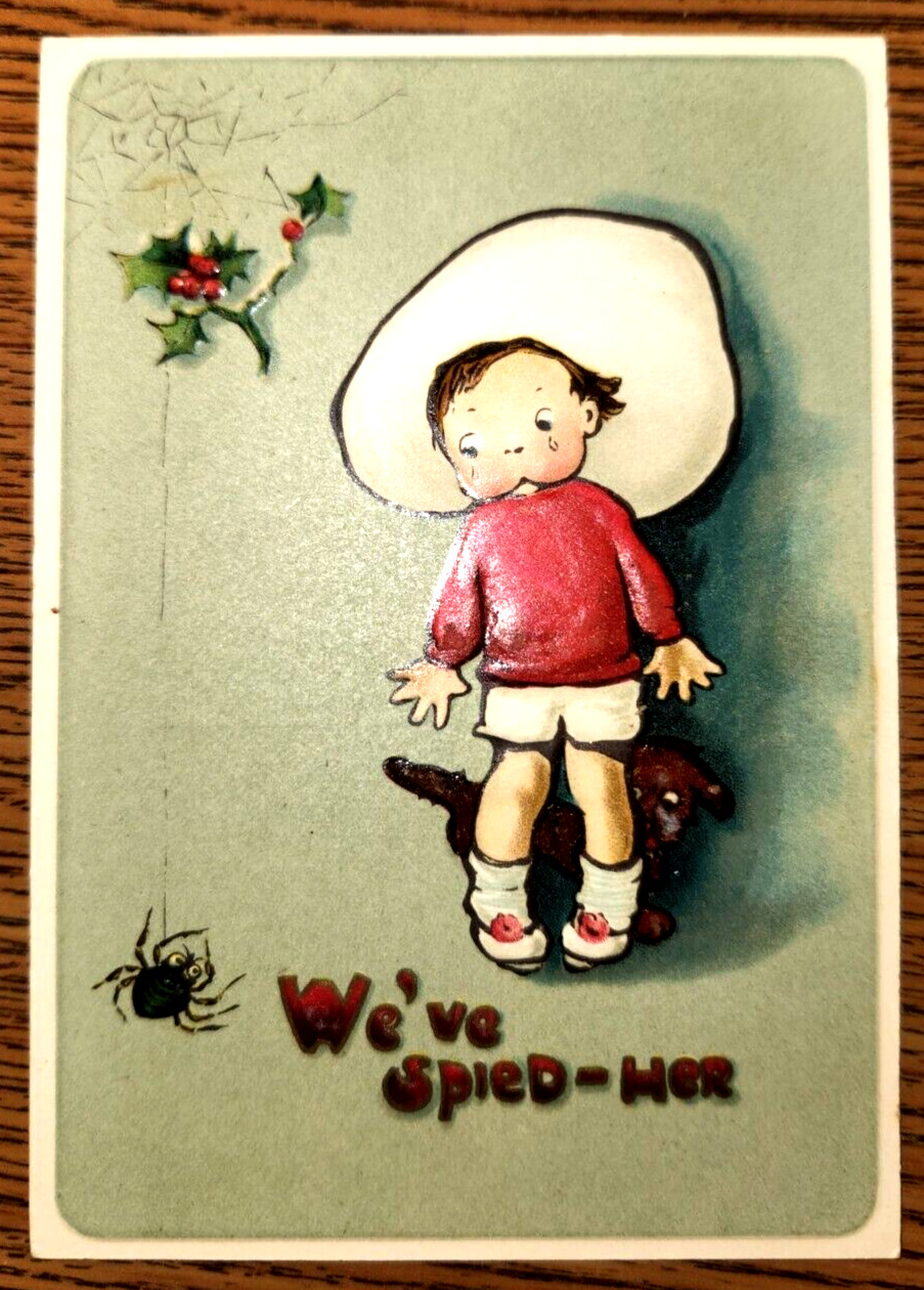 Tuck Fold Open Christmas Card Grace Drayton Wiedersheim Dolly Dimples Spider