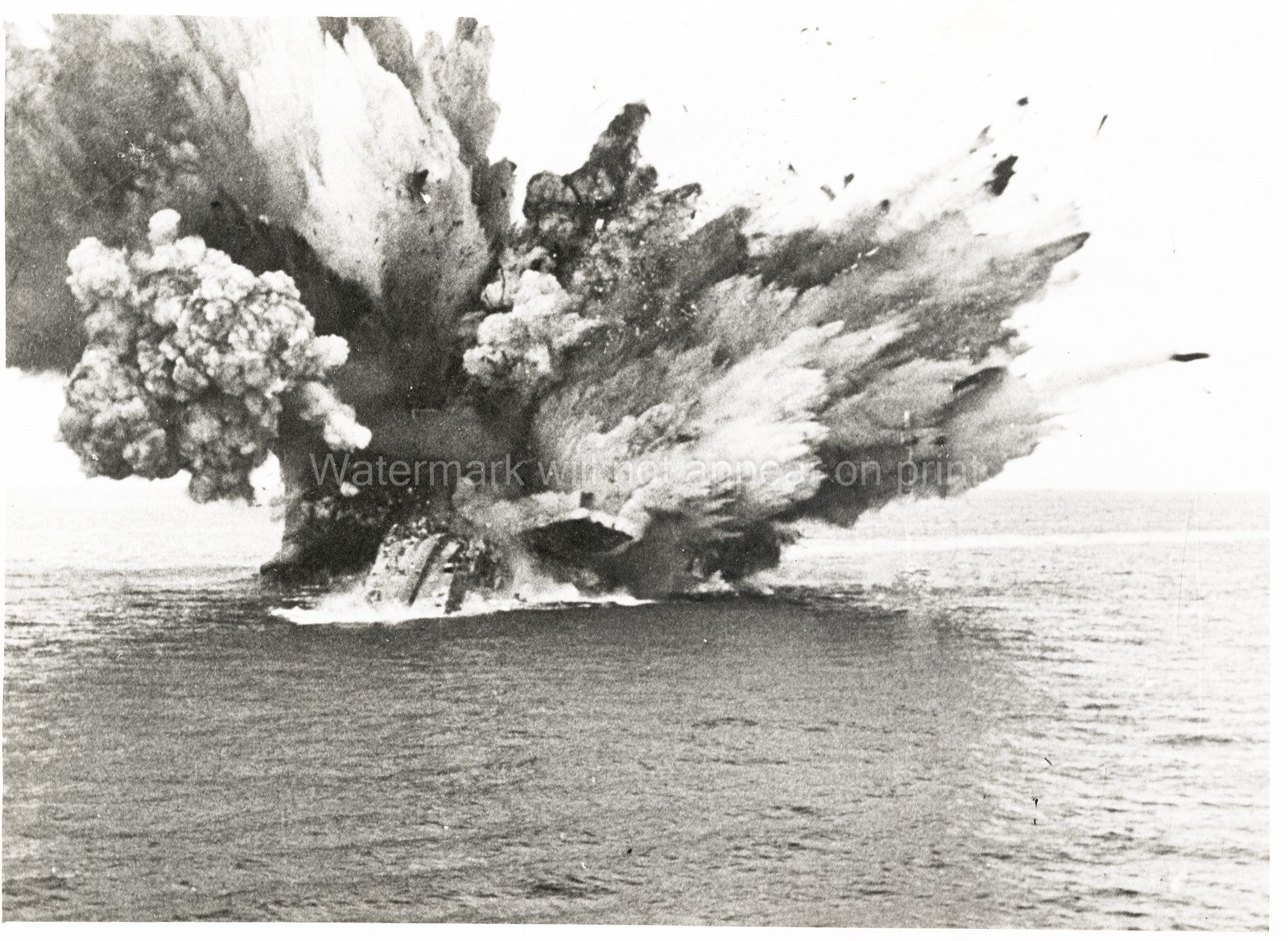 Sinking HMS Barham WWII Royal Navy Warship Explosion Battle Vtg. Photo WW2