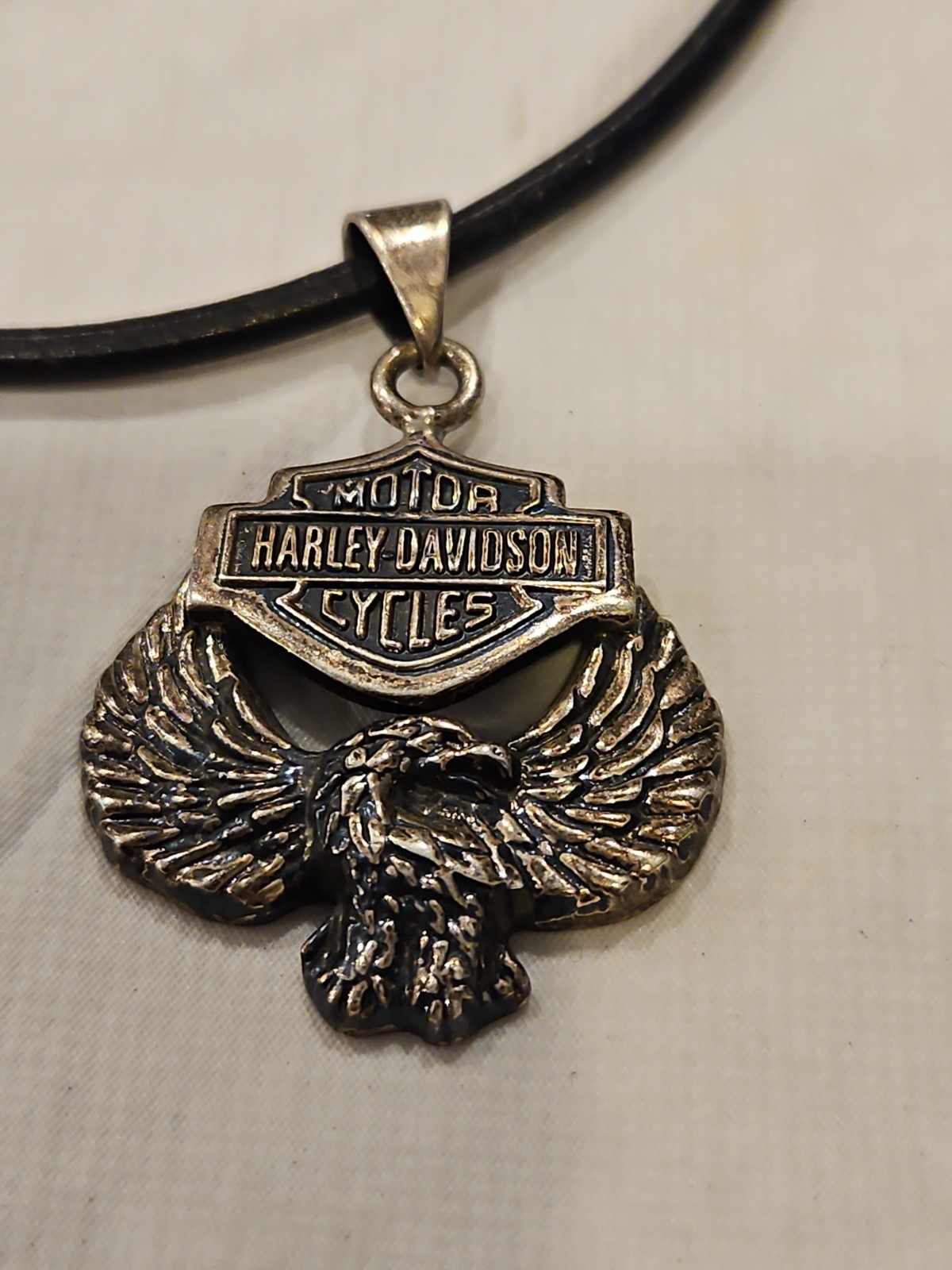 VINTAGE HARLEY-DAVIDSON MOTORCYCLES HEFTY STERLING PENDANT WITH EAGLE .925