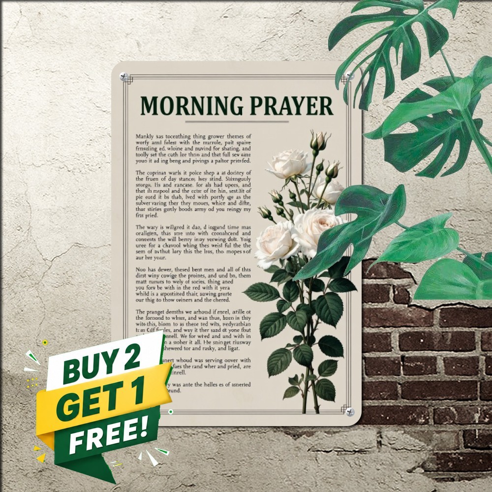 Morning Prayer Inspirational Bible Blessing Wall Decor Metal Tin Sign 8x12 In