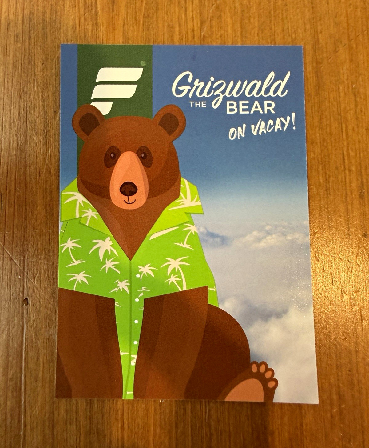 Frontier Airlines “Grizwald the Bear on Vacay” Collectible Trading Card
