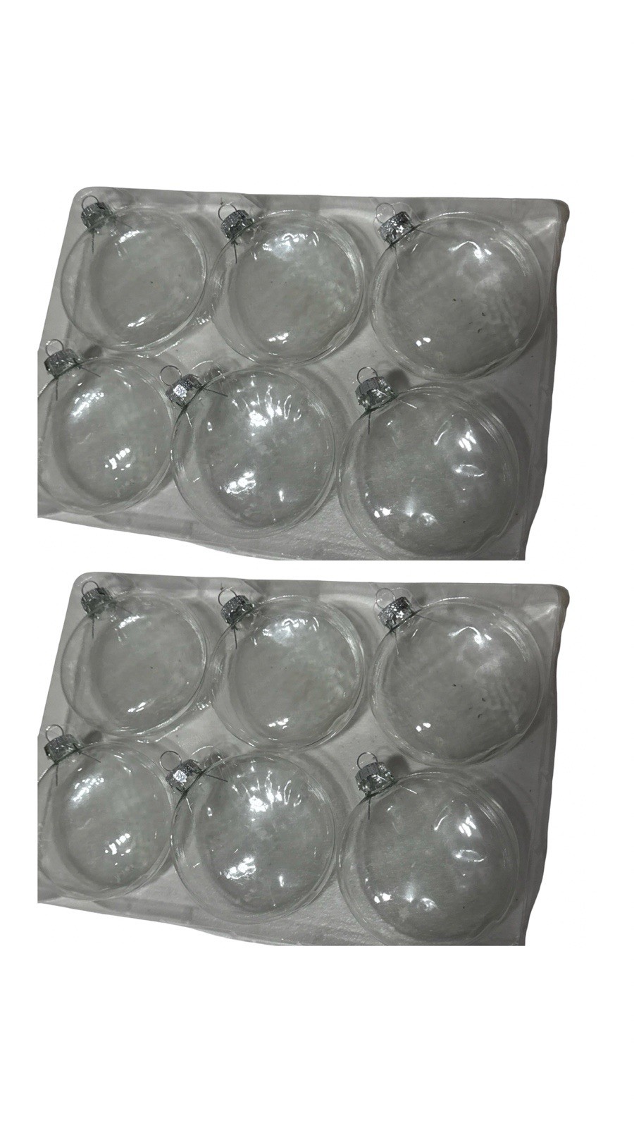Clear Glass Round Flat Christmas Ornament Set Of 12