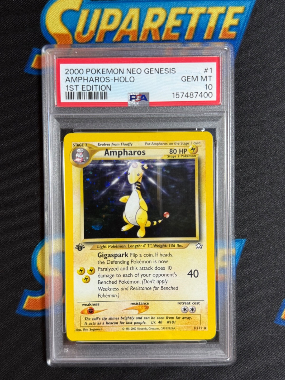 2000 Pokemon Neo Genesis 1st Edition Ampharos Holo PSA 10