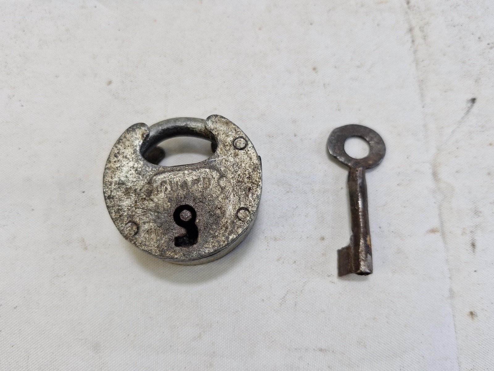 Vintage Handcrafted Iron Padlock with Key, Lock, Industrial Decor Collectible