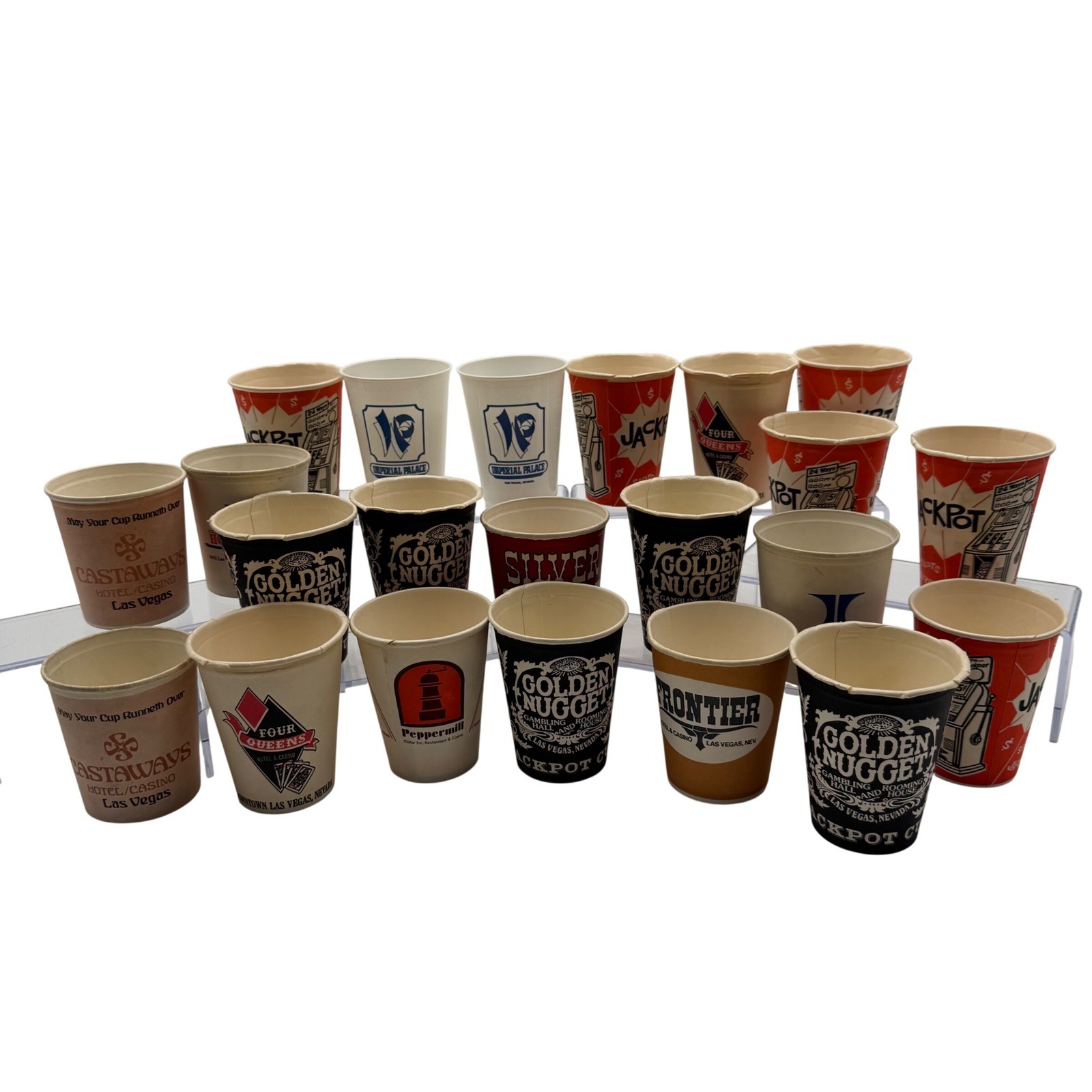 Vintage Las Vegas Casino Paper Coin Cup Lot Golden Nugget Frontier Four Queens