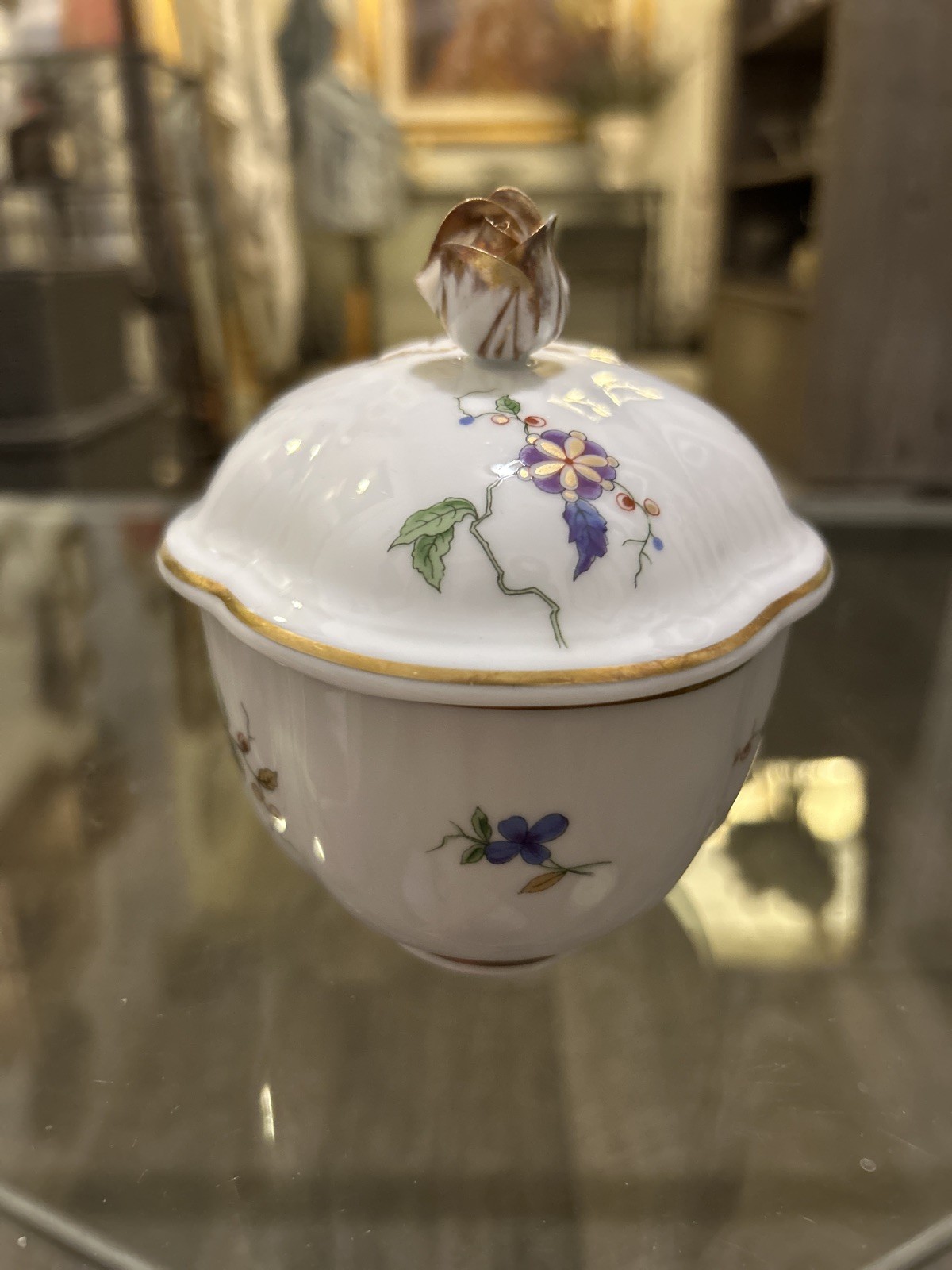 Richard Ginori Oriente Italian Covered Sugar Bowl 4-3/4” H 4-1/2”  FLAWLESS