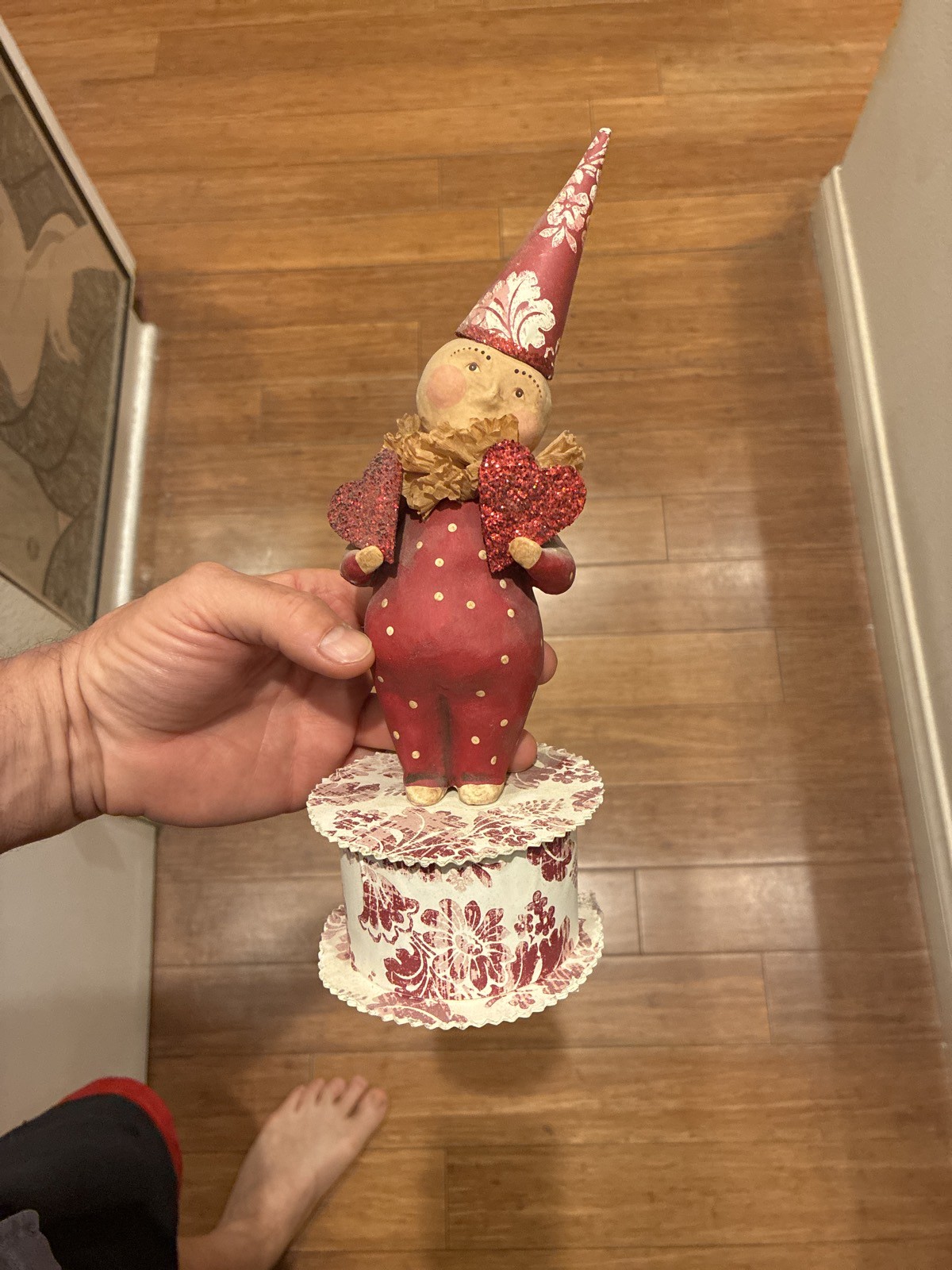 Bethany Lowe Dee Foust Valentine Clown Candy Container Figurine Red
