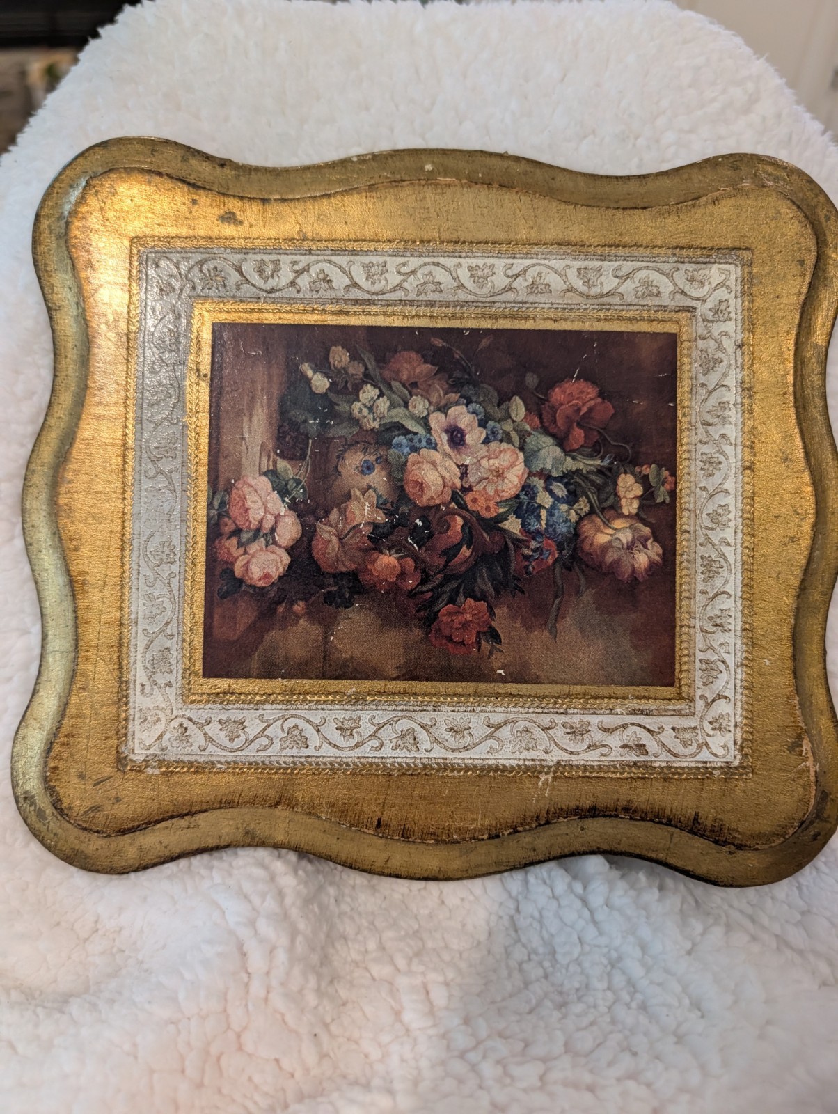 4 VINTAGE Italian Florentine Gilded  Wooden Plaques Landscaped Scenes WALL ART