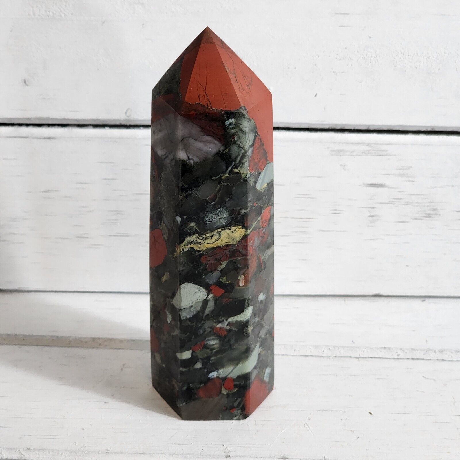 KCGS African Blood Stone Tower Crystal Quartz Carved Statue Healing MADAGASCAR 