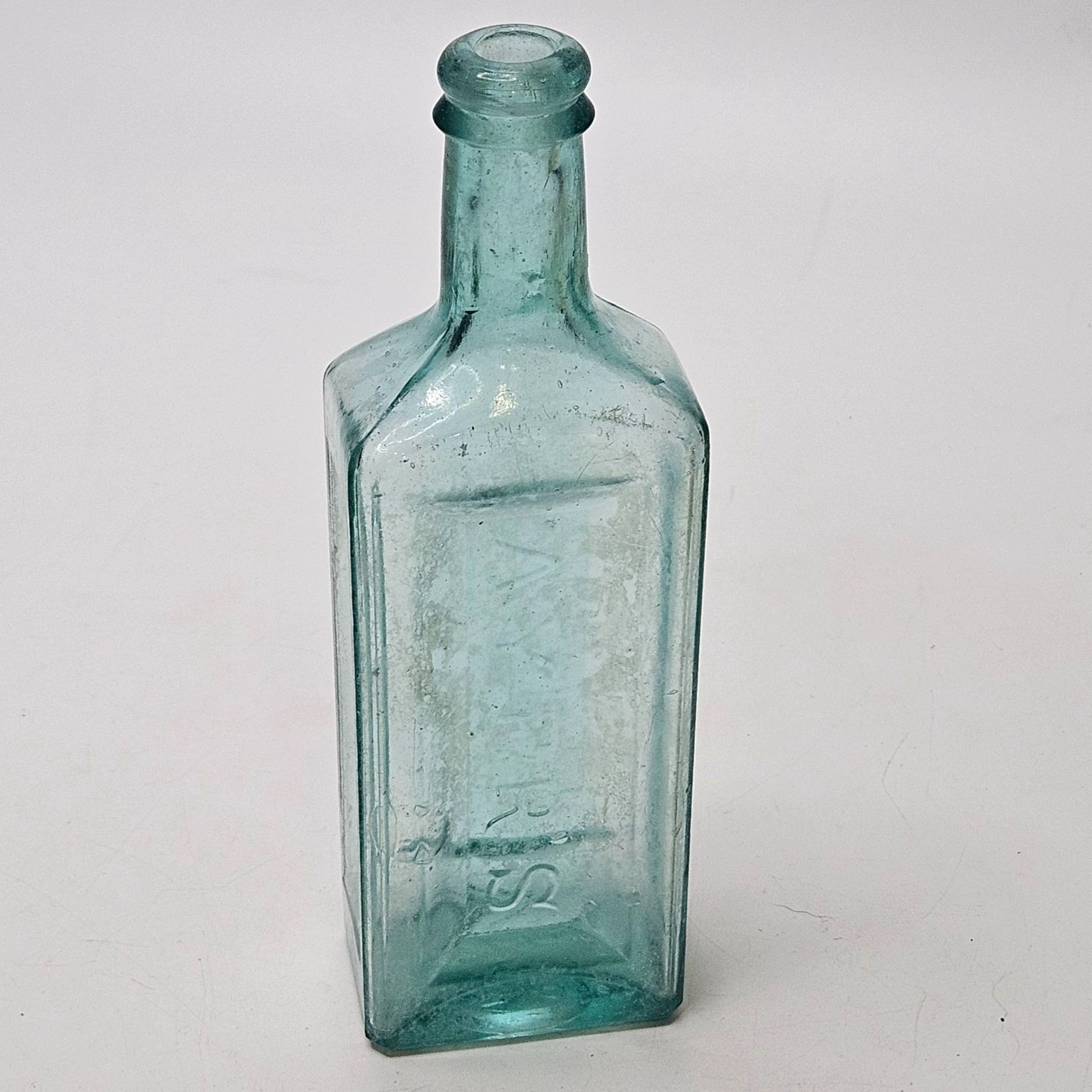 Antique 1870s Ayer\'s Sarsaparilla Aqua Blue Apothecary Bottle, Lowell, MA