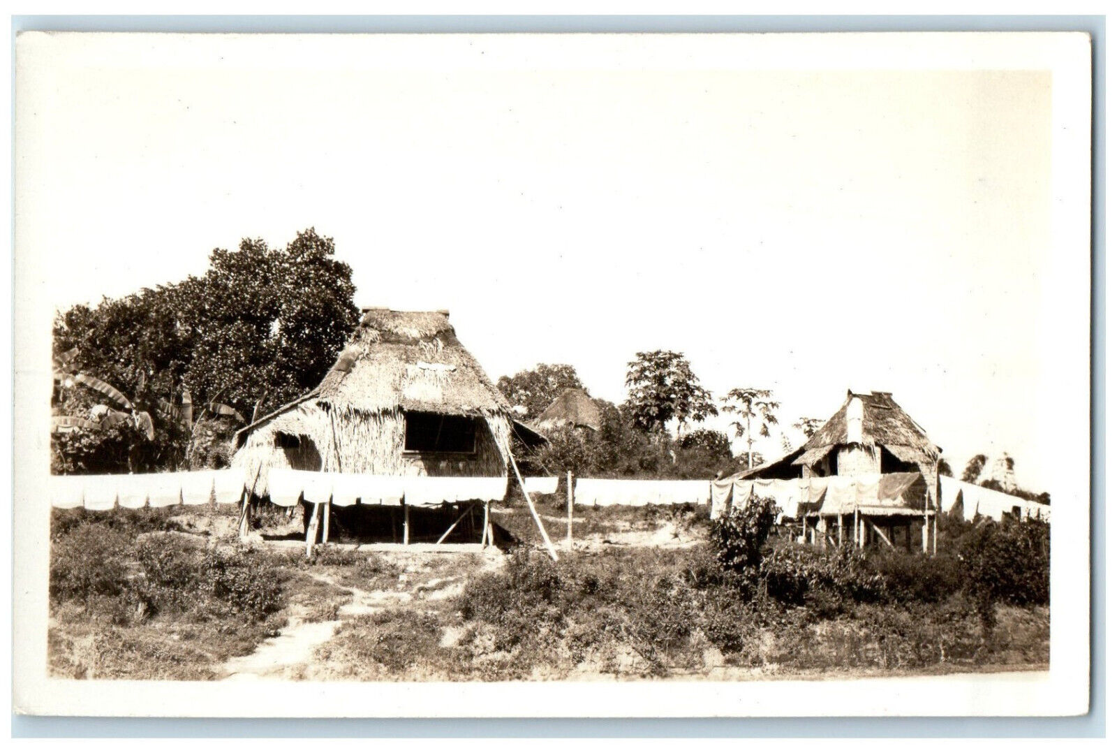 c1940's Philippines Nipa Huts View Vintage Unposted RPPC Photo Postcard