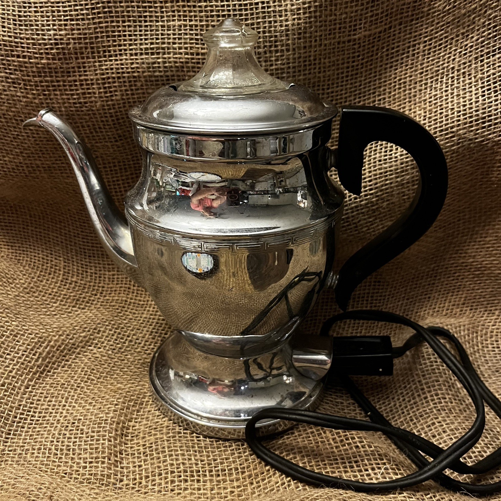 Westinghouse Vintage 1950s Style Chrome Electric Coffee Percolator with Cord