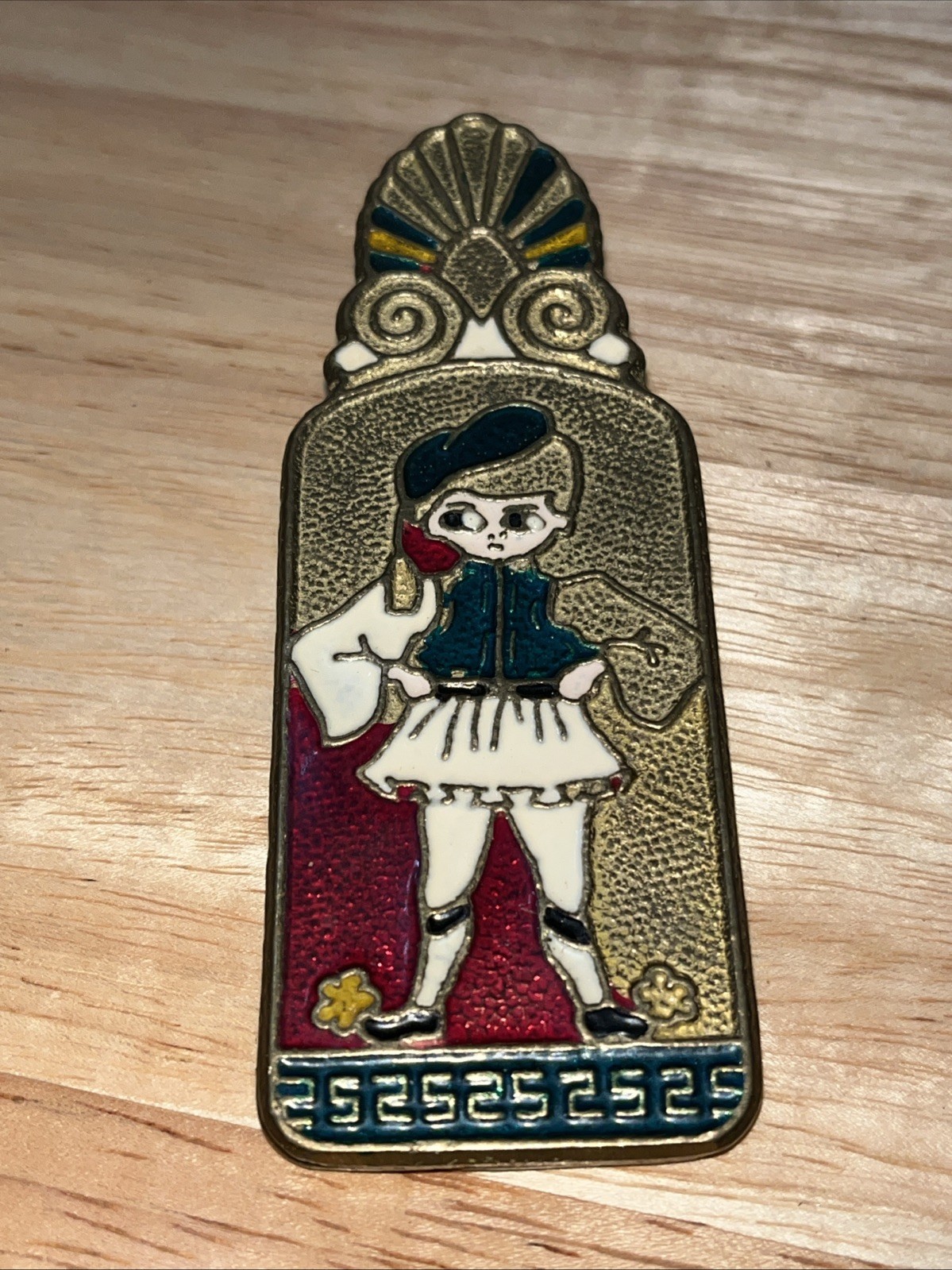 RARE UNIQUE VINTAGE DOUBLE SIDED GREEK SMALTOTEX BRASS ENAMEL DURABLE PAPER CLIP RARE UNIQUE VINTAGE DOUBLE SIDED GREEK SMALTOTEX BRASS ENAMEL DURABLE PAPER CLIP