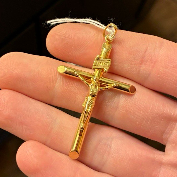 Semi Solid 10k Gold Nice Size Cross pendant