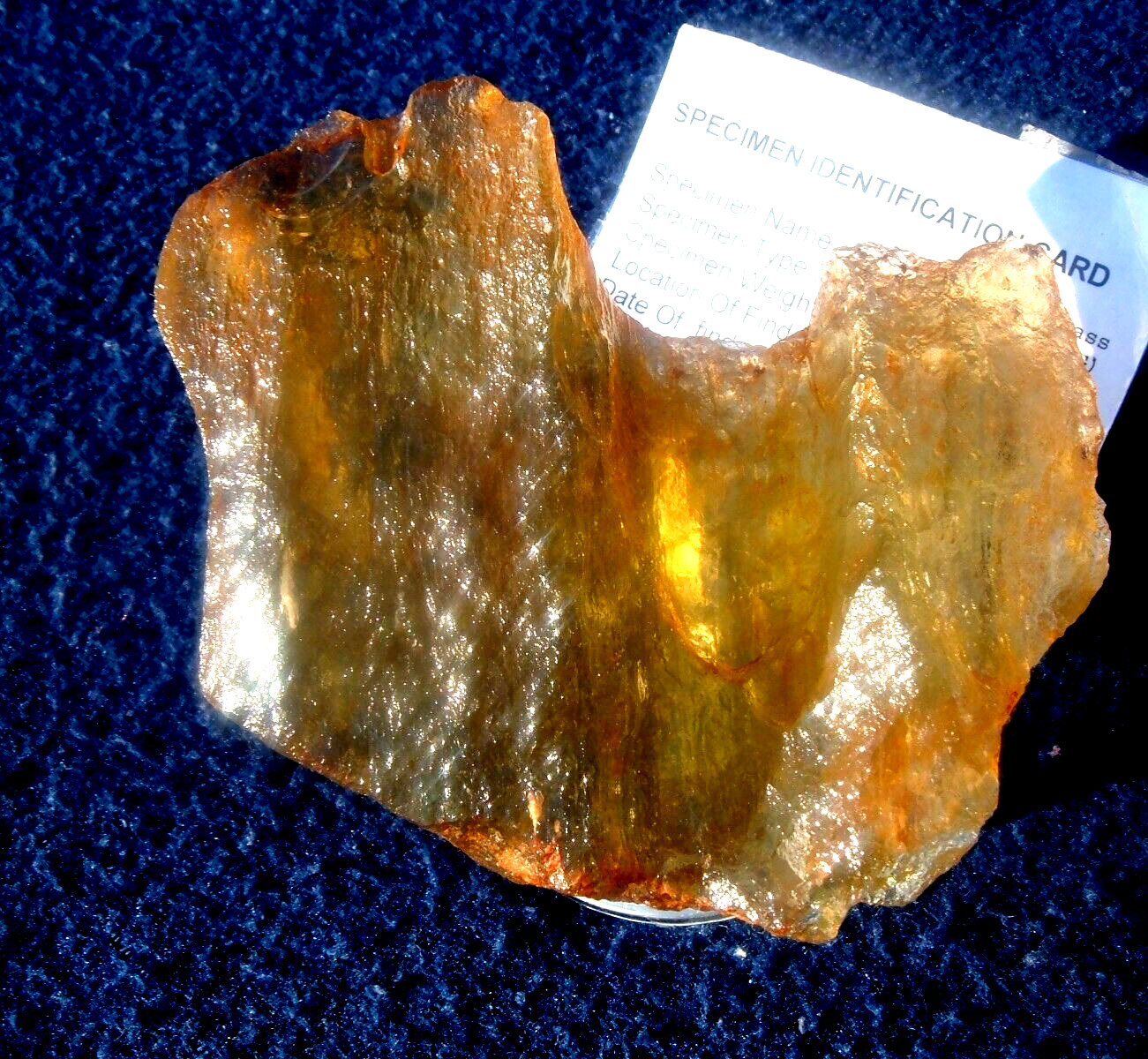Libyan Desert Glass Meteorite Tektite impact specimen(  1400 ct)Dimples Dark Gem