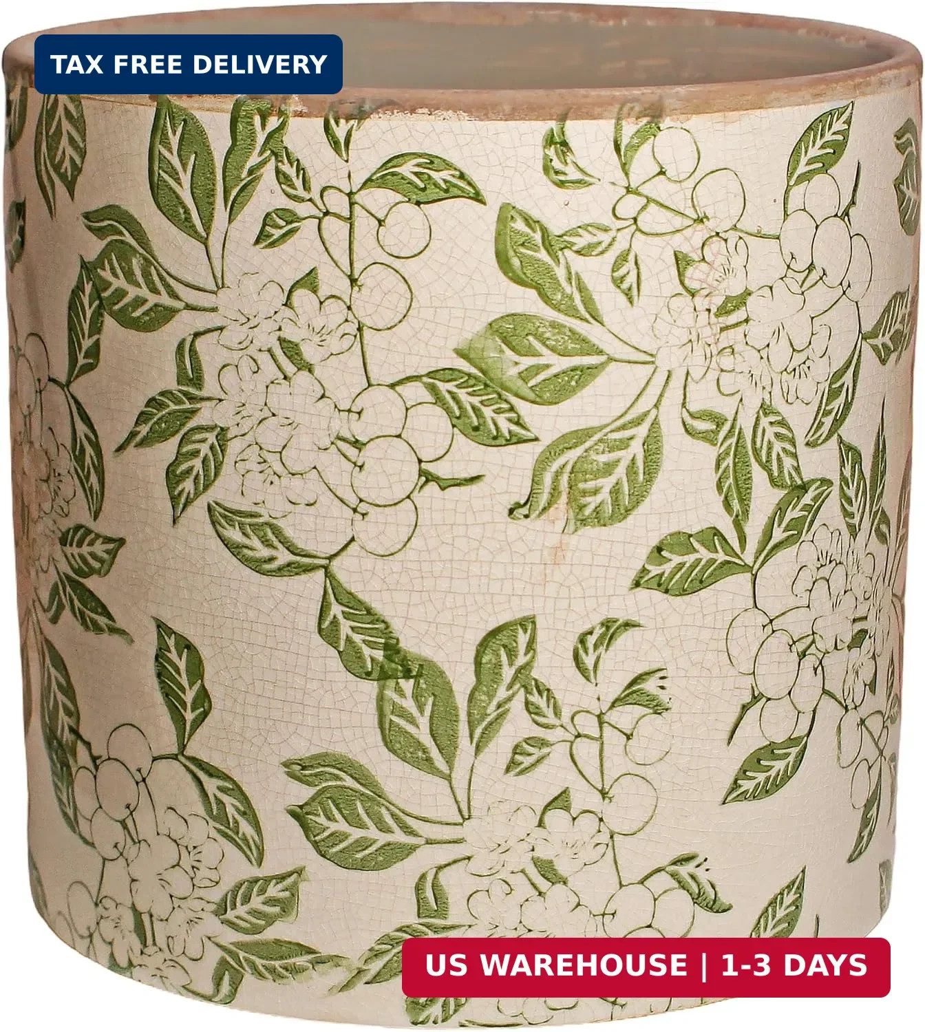 7.7 Inch Large French Farmhouse Ceramic Planter, Indoor Outdoor Home Decor