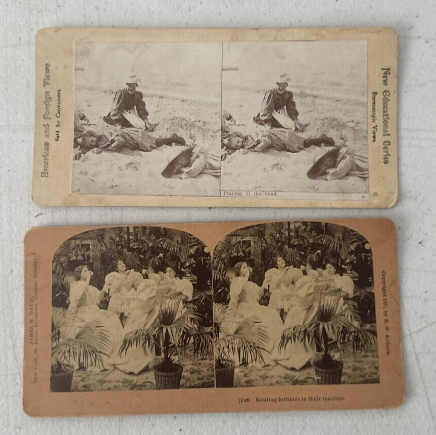 Pair of Antique Stereo View Cards B.W. Kilburn James M. Davis 1890s