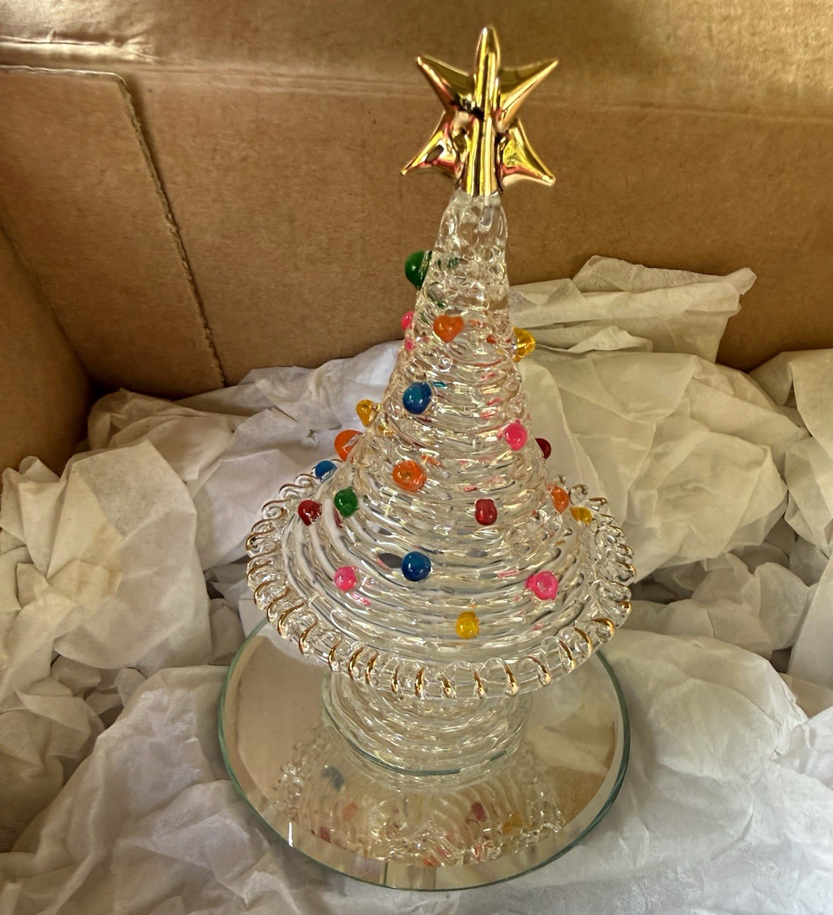 Glass Baron Hand-Spun Handcrafted Glass Christmas Tree w/ Star
