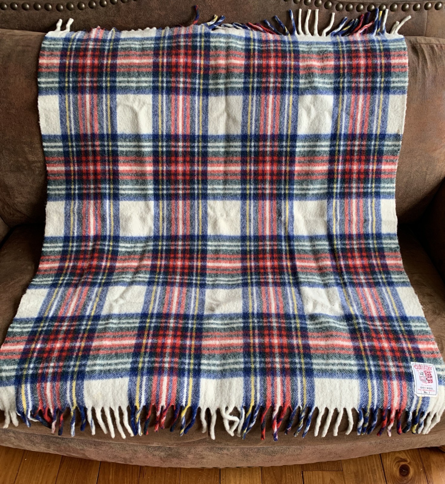 Vintage Jewel Curvon 100% Wool Tartan Plaid Blanket No. 1  36\