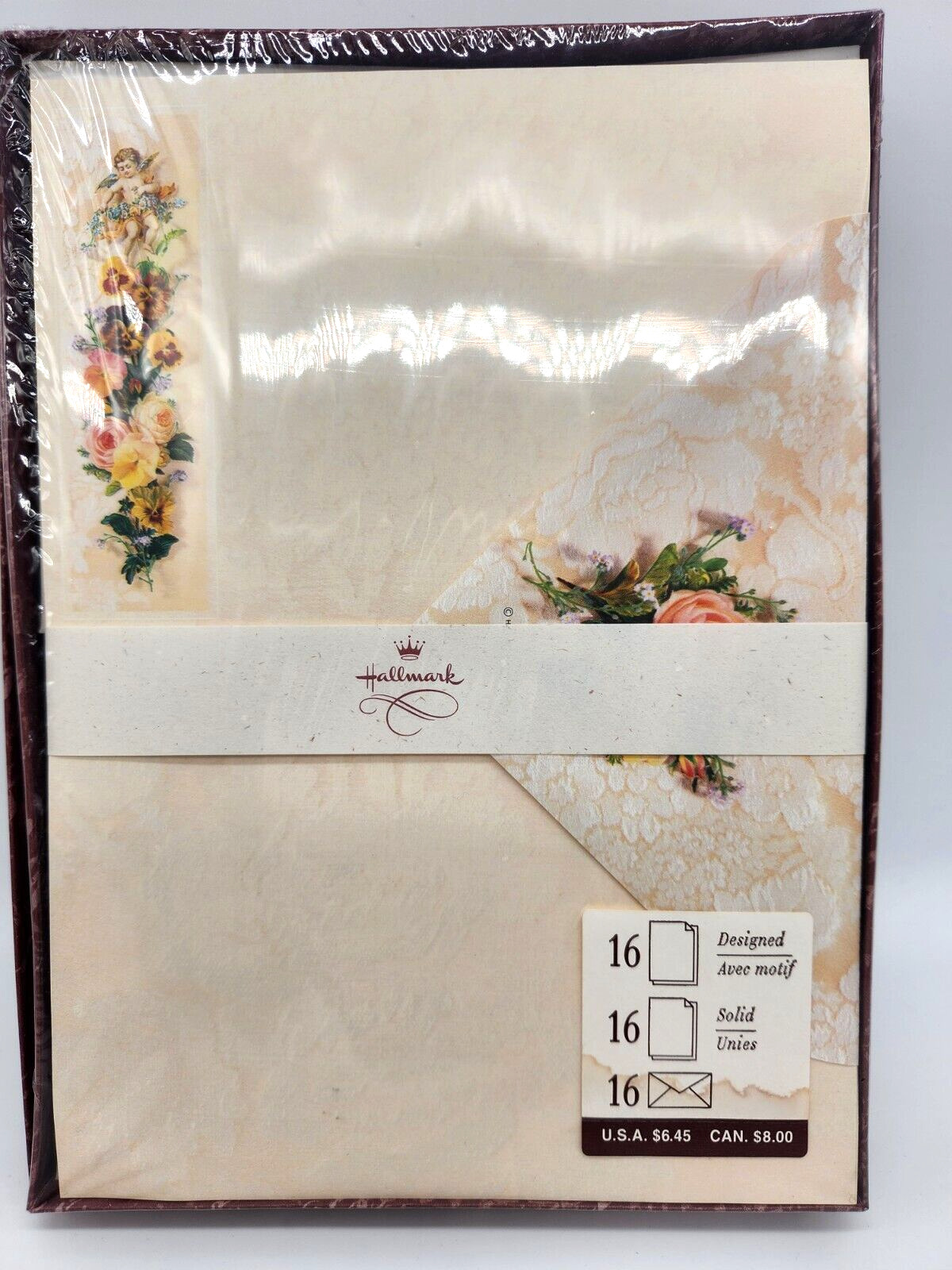 Vintage Hallmark Stationary & Decorated Envelopes NOS Sealed Ivory with Roses