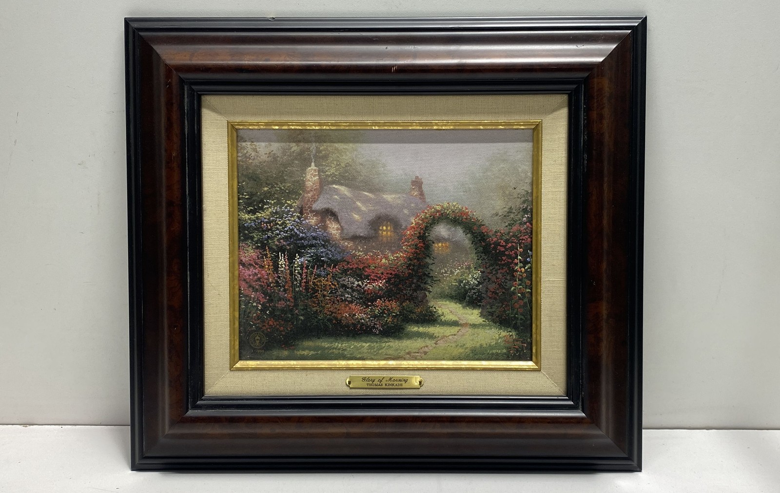 Thomas Kinkade Glory of Morning Cottage Framed Canvas Print 17x15 Signed 1999