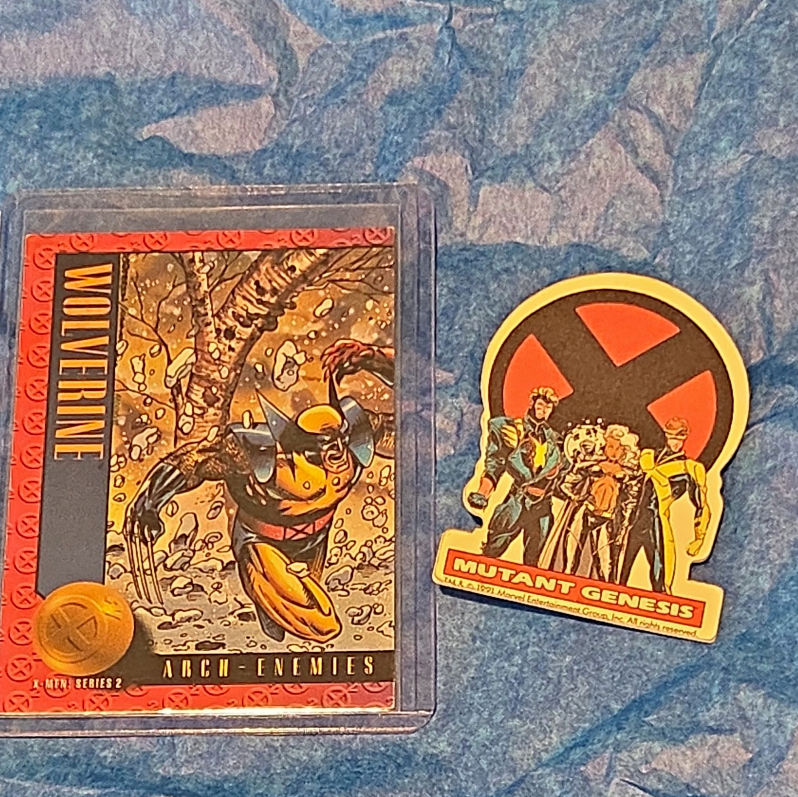 Vintage SkyBox 1993 X-Men Series 2 #52 Wolverine Card & 1991 X-Men Pin