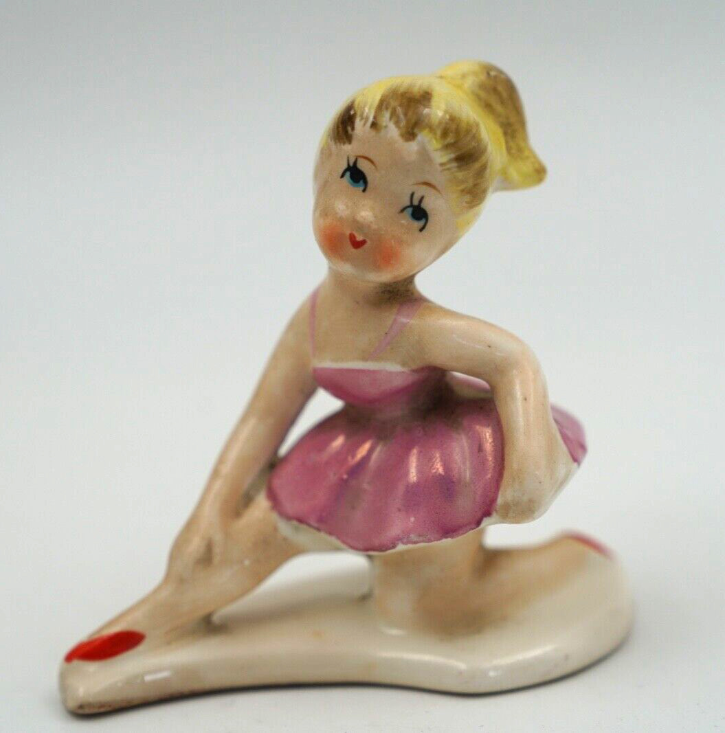 Vintage Ballet Dancer Figurine Mid Century 1950s Pixie Ballerina Ceramic Japan