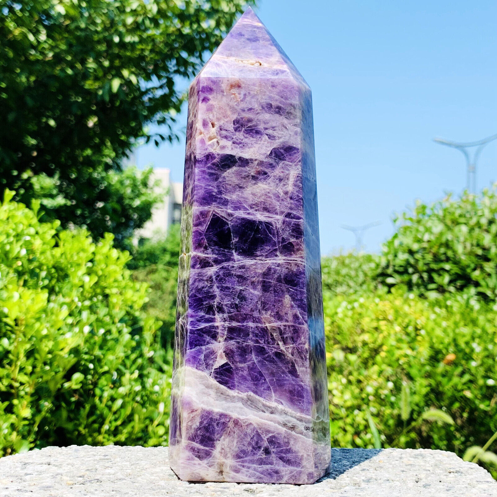 3.19LB Natural Dream amethyst quartz obelisk crystal wand point healing