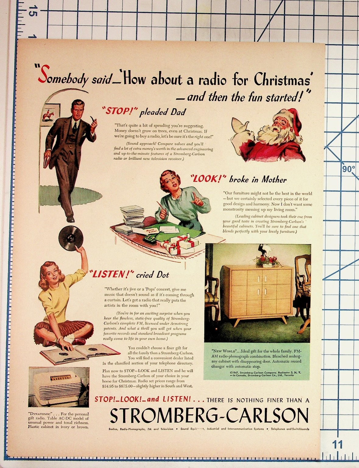 1947 Stromberg-Carlson Christmas Radio Phonograph TV Vintage Ad 1947 Stromberg-Carlson Christmas Radio Phonograph TV Vintage Ad