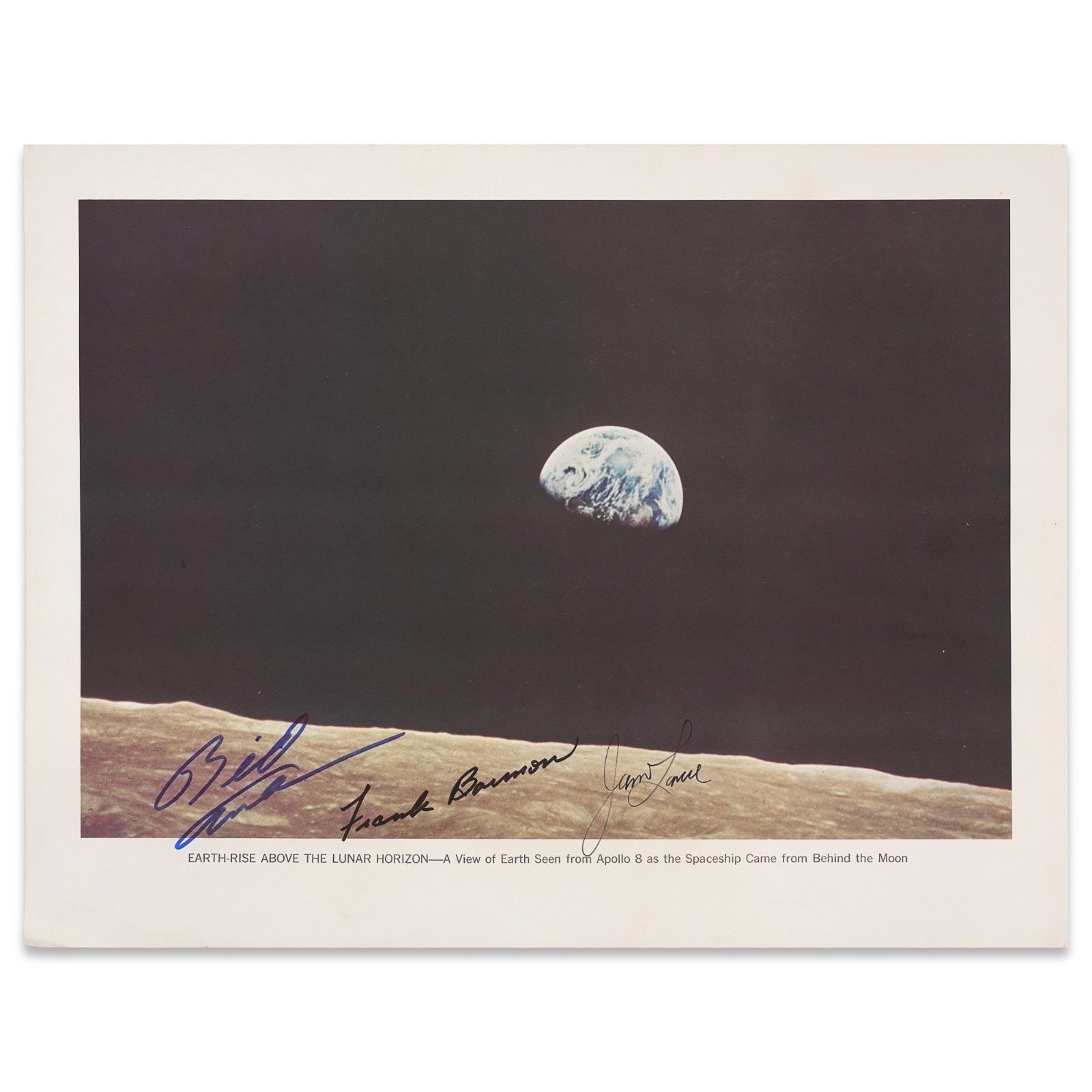 Apollo 8 Crew Signed NASA Earthrise 11x14 Lithograph Borman Lovell Anders COA