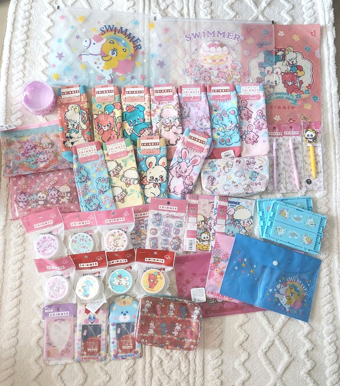 SWIMMER Japan Kawaii Retro Goods Lot 41 Pcs Socks Pouches Stationery Set New