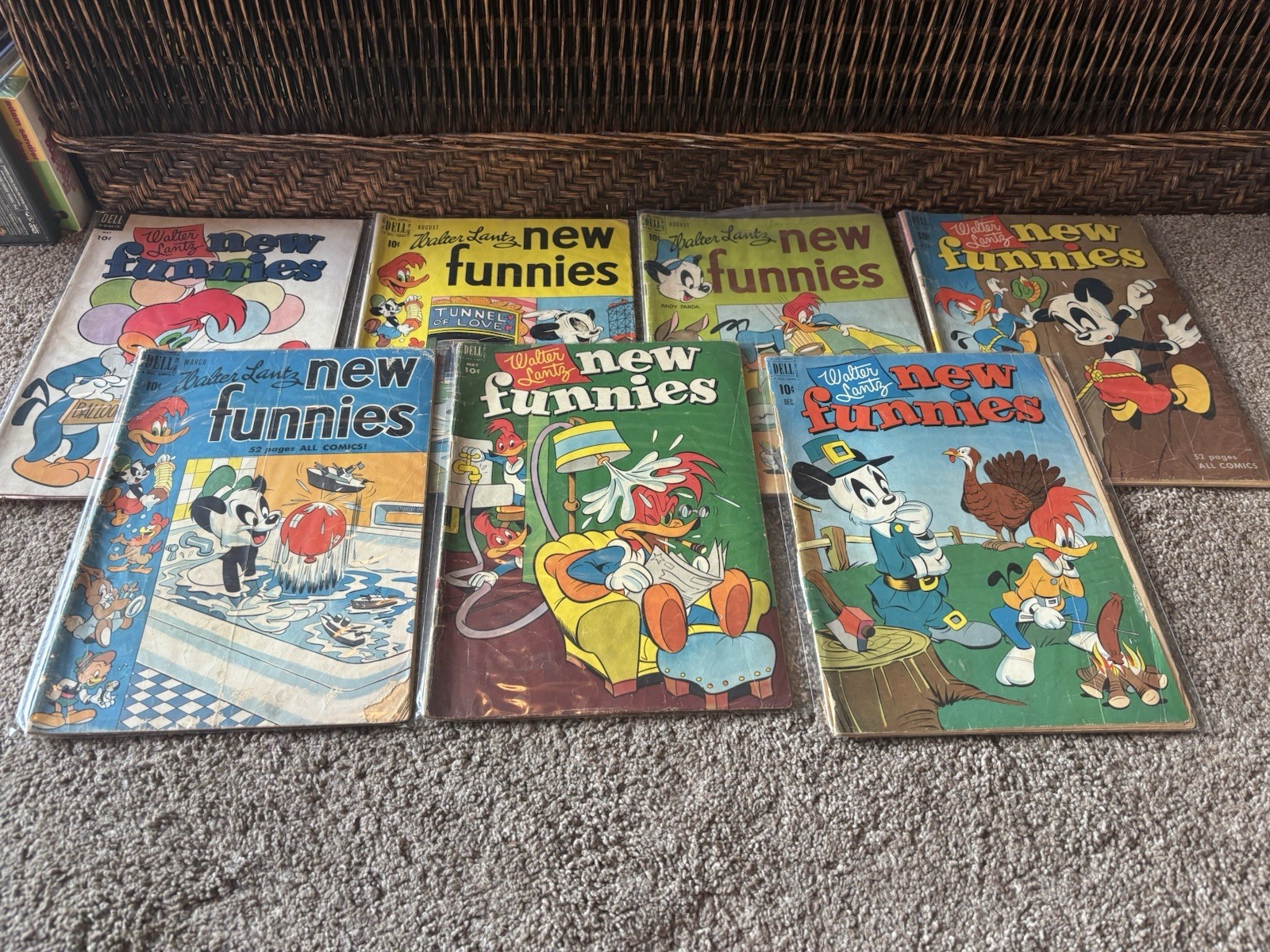 Dell New Funnies (Lot of 7) Woody Woodpecker Golden Age See Pics