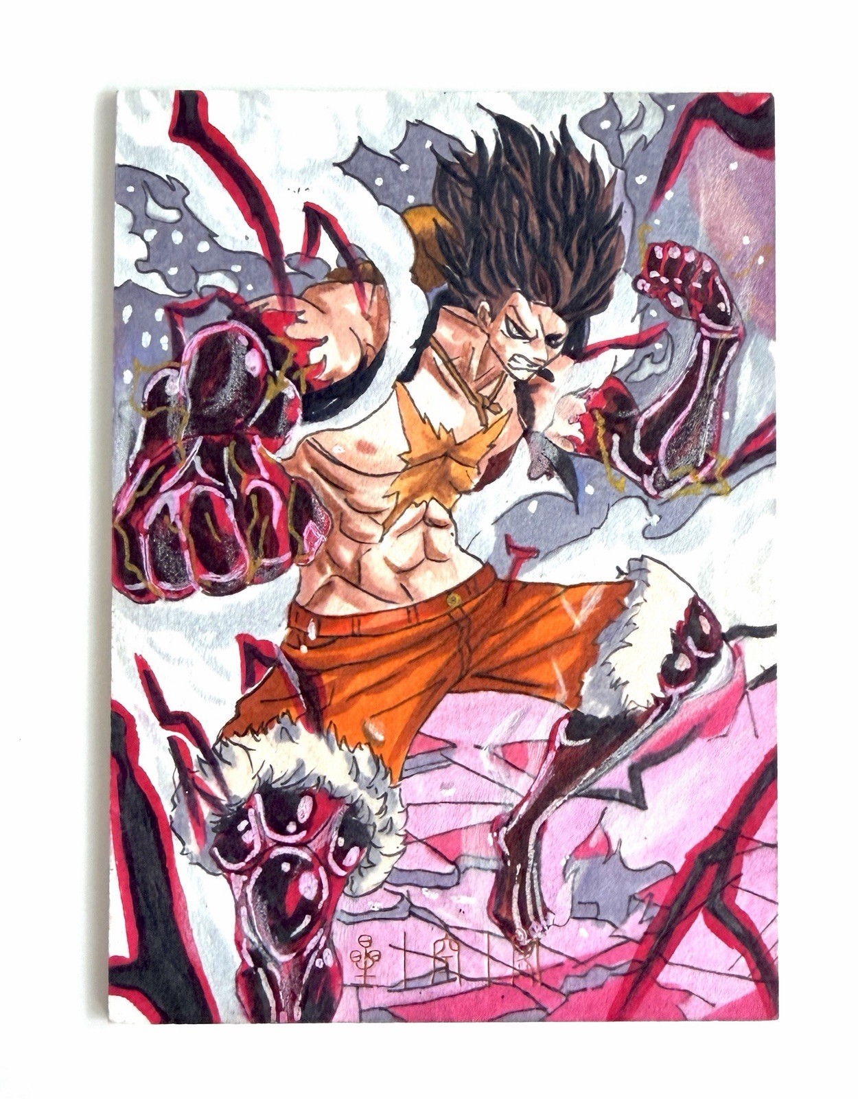 One Piece: Monkey D Luffy Gear 4 - 1/1 OOAK Hand-Drawn + Signed Sketch Card ACEO