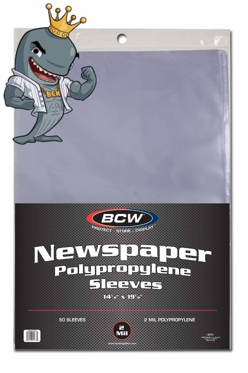 BCW 14x19 Newspaper Sleeves 50ct Pack Acid Free Archival Quality 