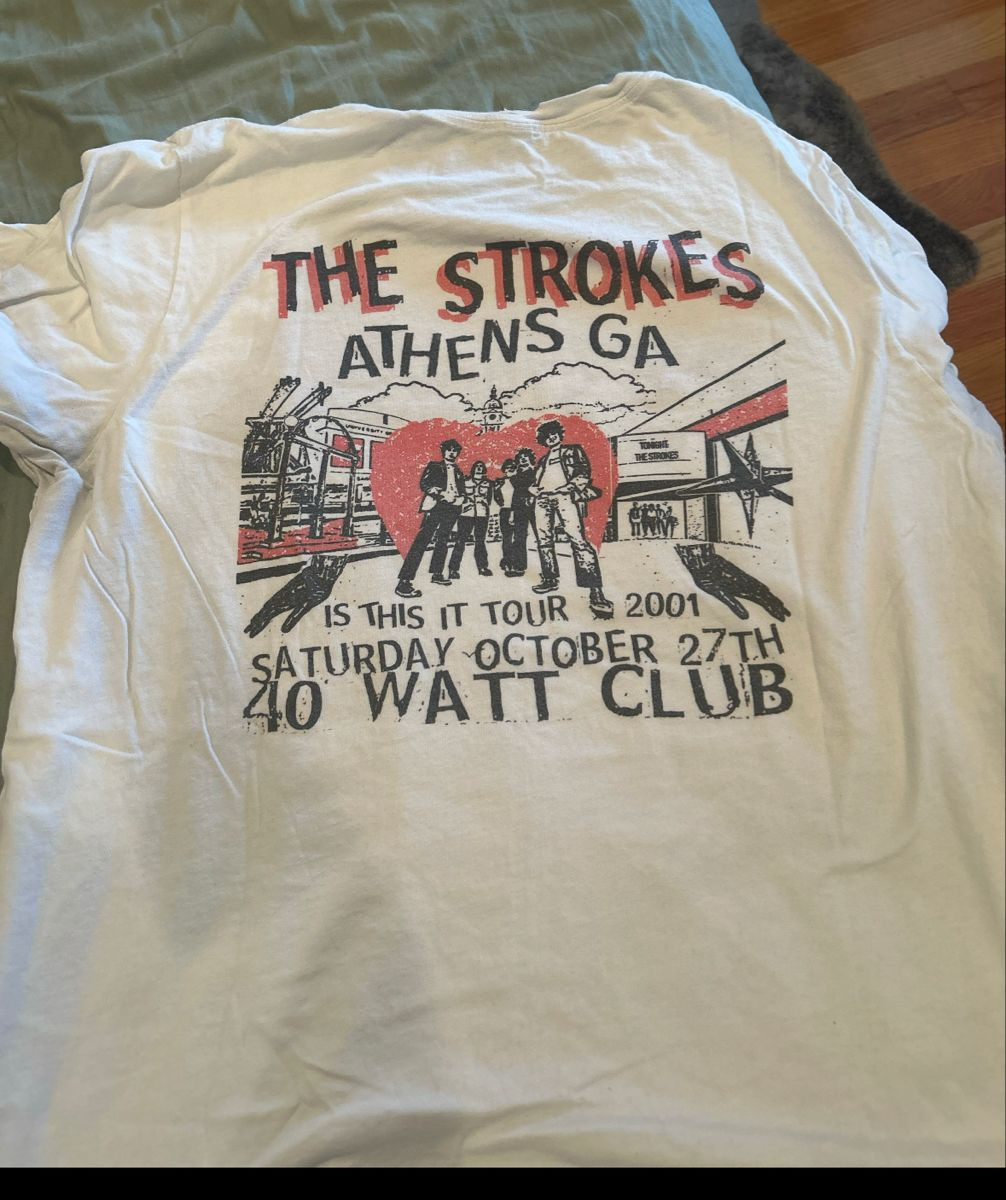 The Strokes Band Gift Fan Tour Concert White T-Shirt Full Size S-5XL US056